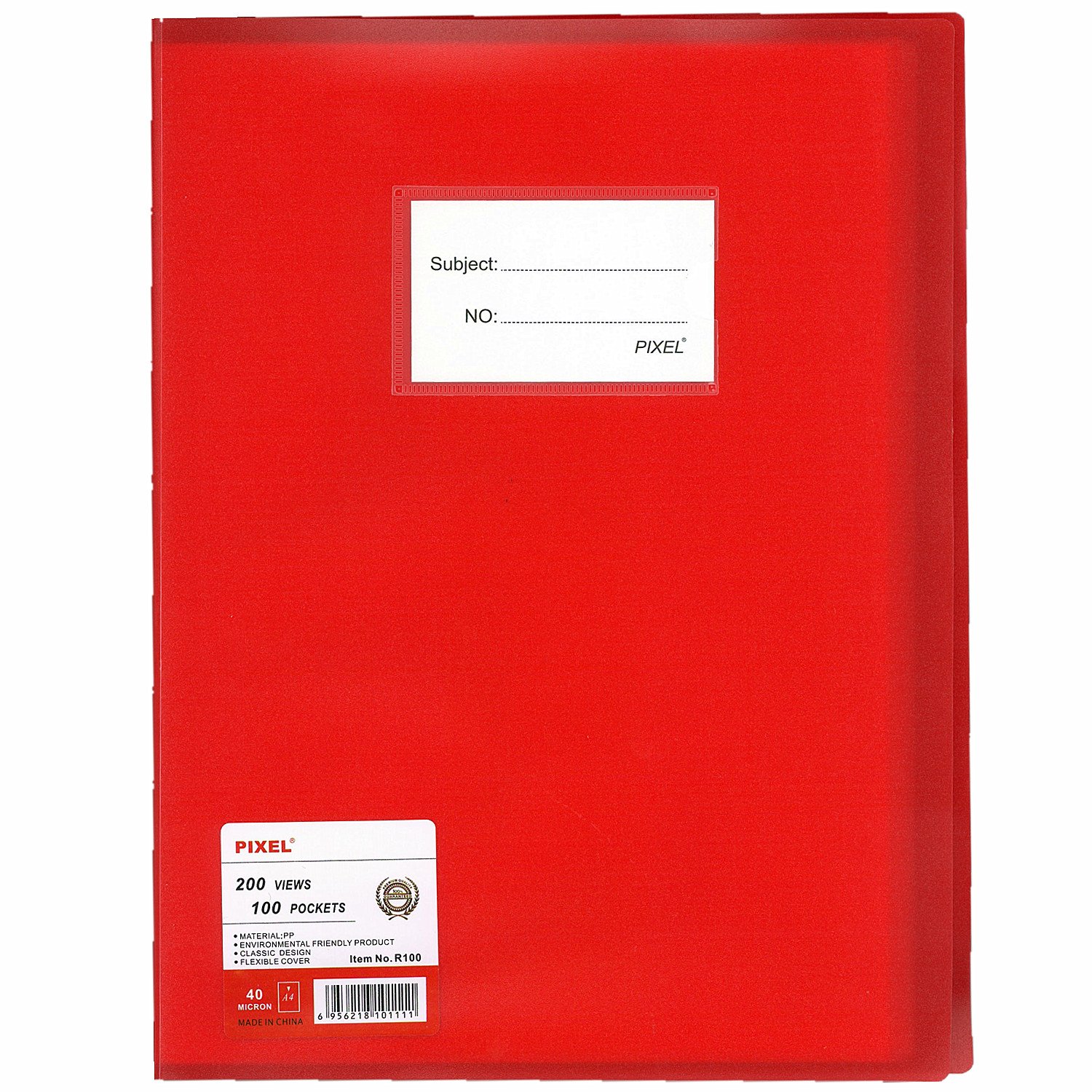 Pixel® A4 100 Pockets 200 Views Office Home School Flexi Cover Coloured Display Book Presentation Document Organiser Folder Storage Case Wallets (Red)