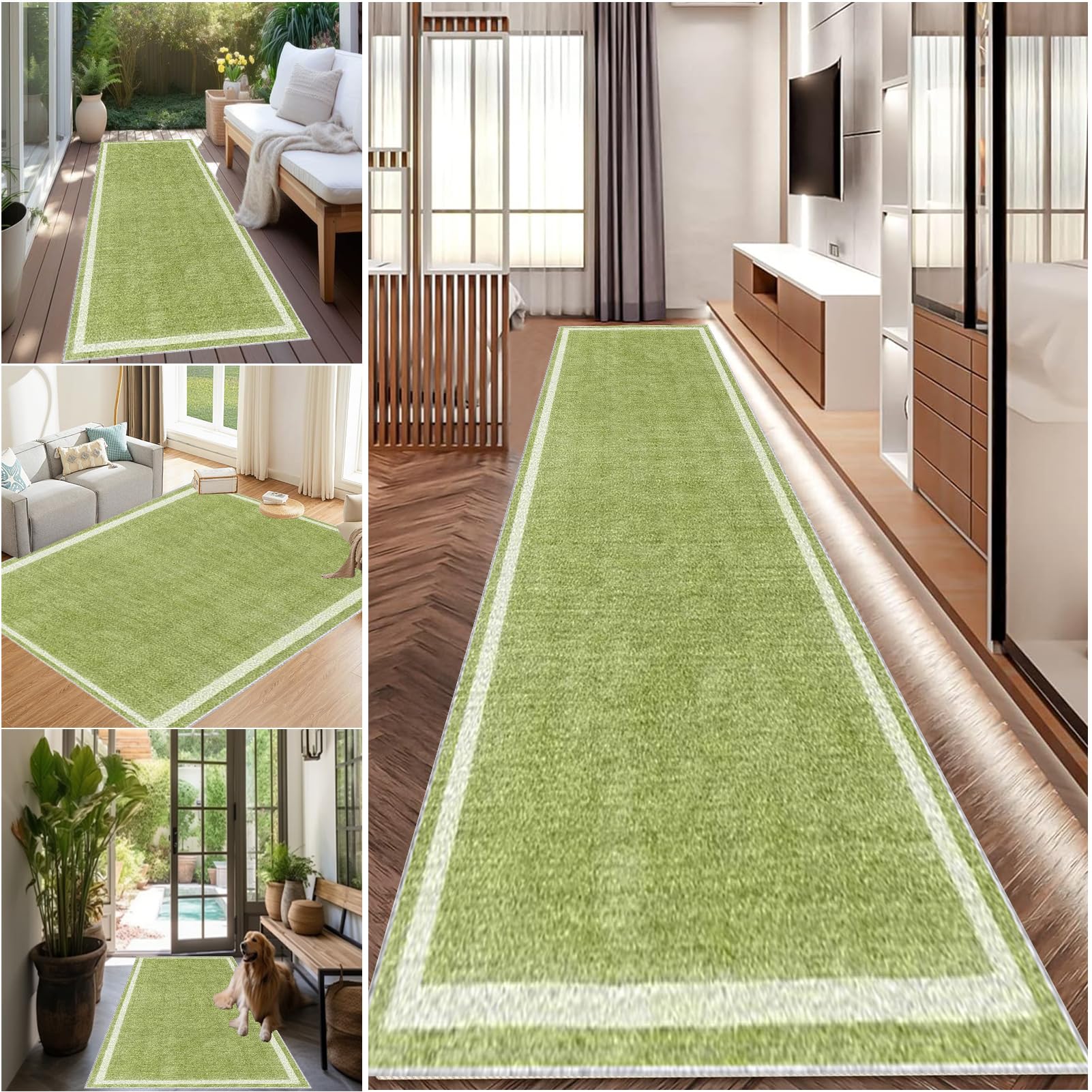 Long Hallway Rug Kitchen Carpet Runners Washable Runner Rugs for Hallway Non Slip Hall Runner Rugs Carpet Floor Mat for Hallway Entryway Laundry Room Living Room Area Rug Narrow Rugs 110 x 400 cm