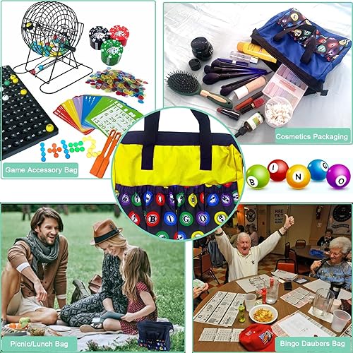 Miniatura 10 de TCOINERY Bolsas de bingo Dauber con 8 bolsillos de gran capacidad, bolsa de transporte de viaje con cremallera, bolsa de maquillaje, regalo para