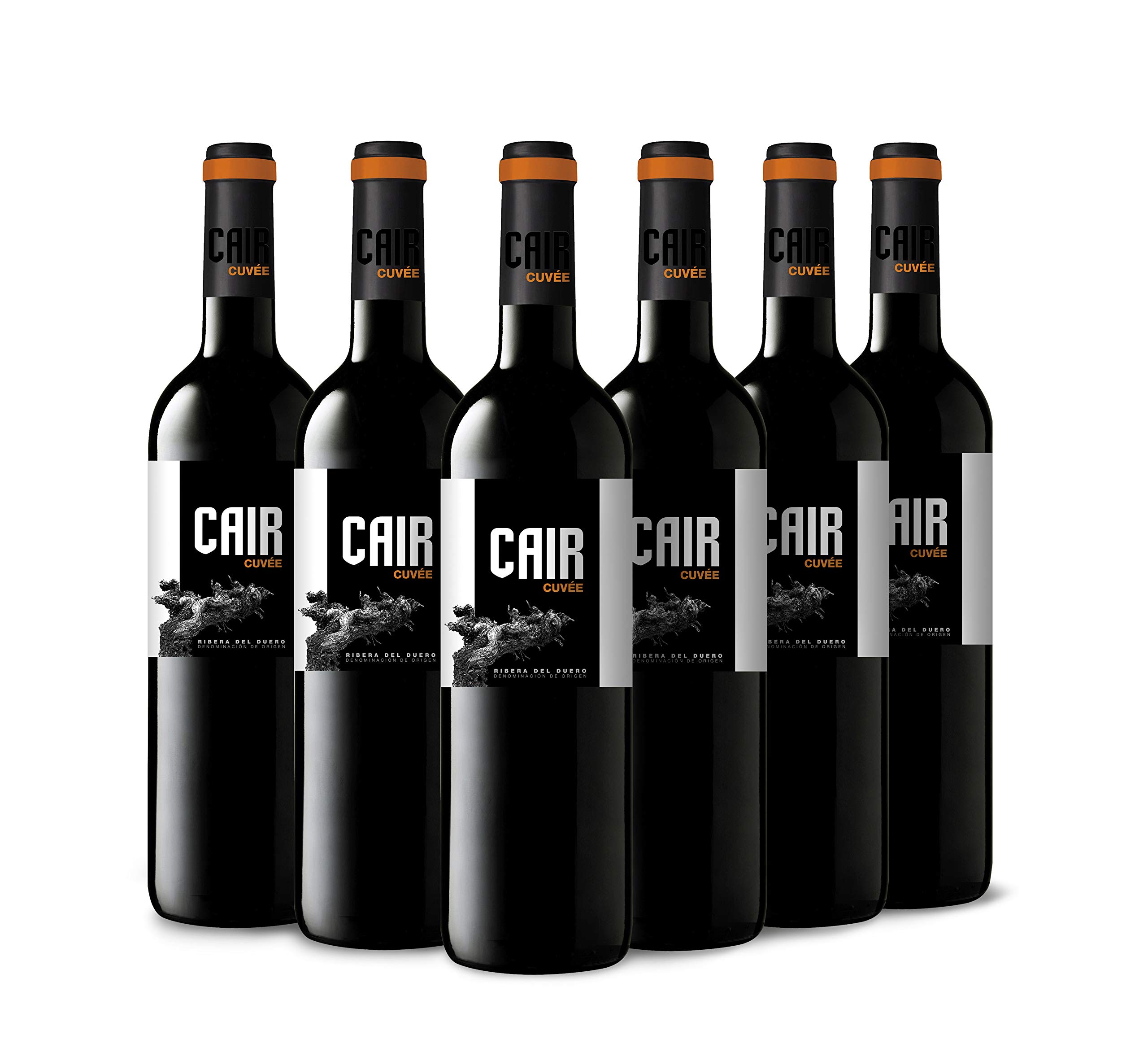 Cair Cuvée- Vino Tinto con D.O. Ribera del Duero - Variedad de Uva Tempranillo y Merlot - Notas de Fruta Roja y Tonos Florales - Crianza durante 10 meses - Incluye Estuche - 6 Botellas de 75 cl