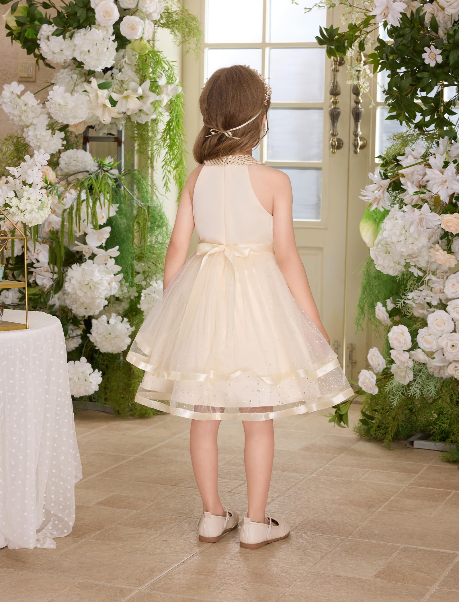OBEEII Kleinkind Mädchen Festzug Kleid Prinzessin Pailletten Tüll Tutu Kleid Geburtstag Party Fotoshooting Kleid Glitzer Blumenmädchen Kleid
