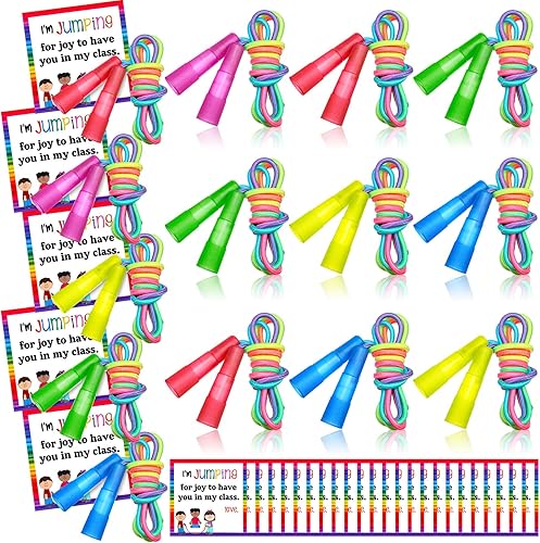 Juego de 24 cuerdas de salto de nailon ajustables para niños, regalos de fin de año, de parte del profesor, 7.2 pies, de nailon, para graduación,