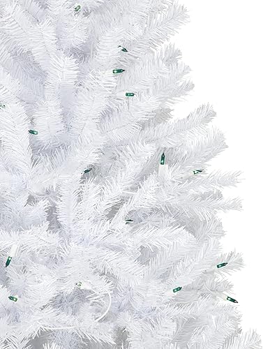 Miniatura 3 de Árbol de Navidad artificial de abeto blanco de Ginebra preiluminado de 6.5 pies, luces verdes