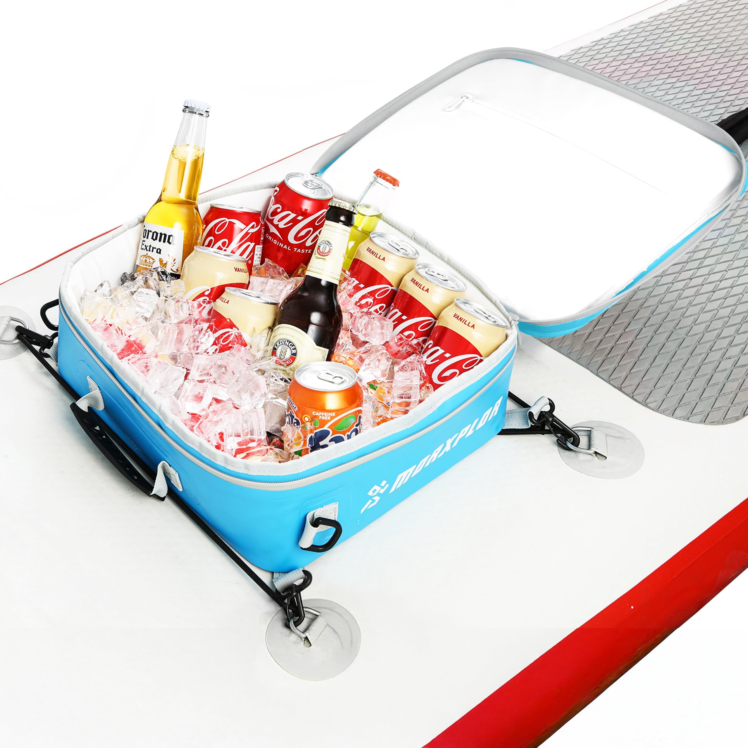 Waterproof PVC Paddleboard Cooler Deck Bag - 12 Can Soft Insulated Cooler for Paddleboarding, Camping, Kayaking