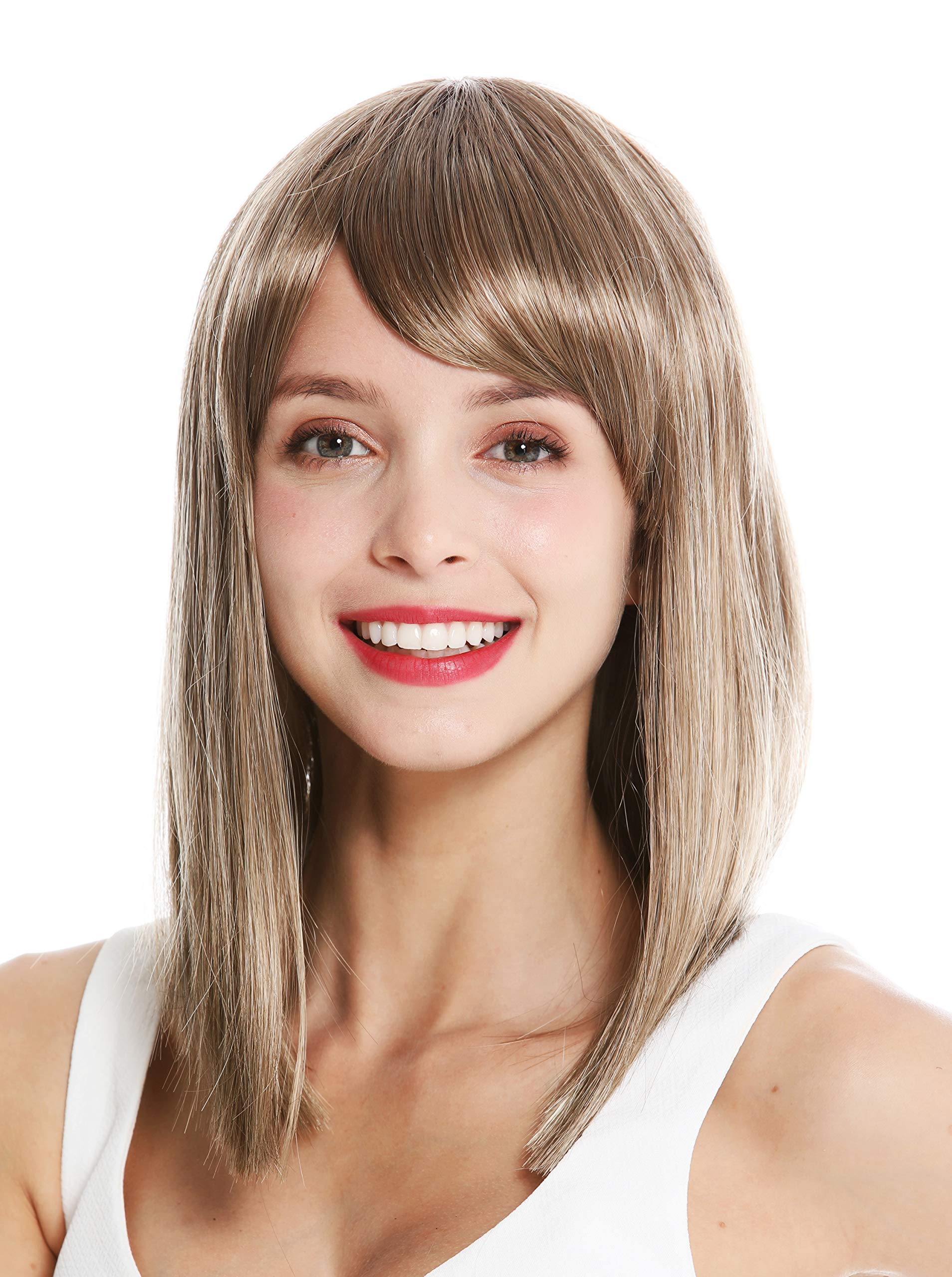 WIG ME UP - VK-5-14H24 quality women's wig shoulder length sleek longe fringe parted brown highlights blonde highlights - Image 3