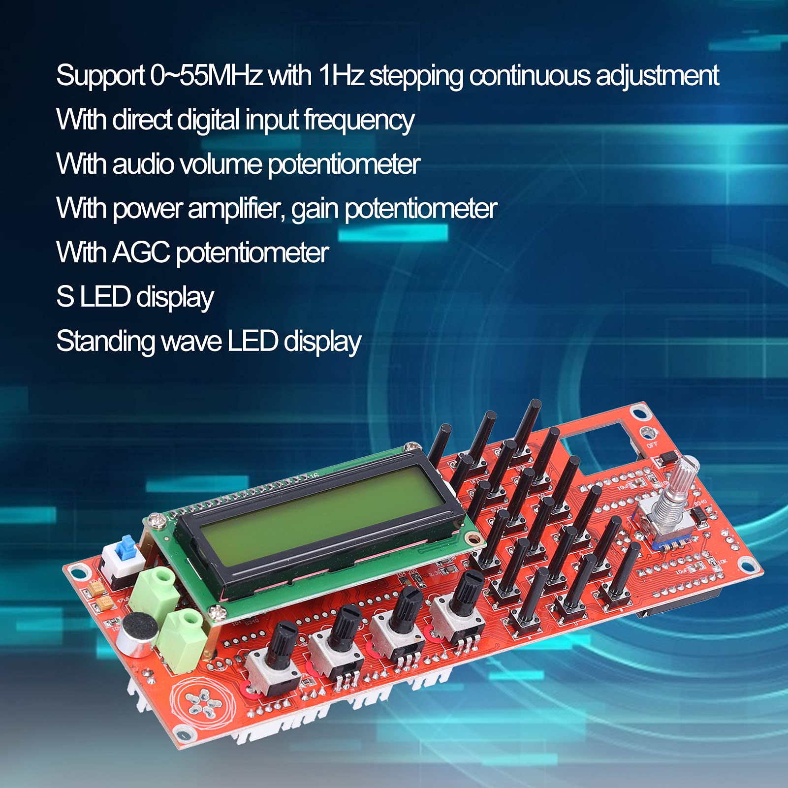 Módulo generador DDS de Onda Corta AD9850 055MHz Generador de señal PCB con Pantalla LED para proyectos electrónicos de Banda de radiofrecuencia
