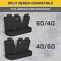 Vista 4 de CAT Flexfit™ Funda de asiento trasero negra para automóvil, SUV y camión - Material de lona duradero Fundas de asiento trasero de coche 60/40