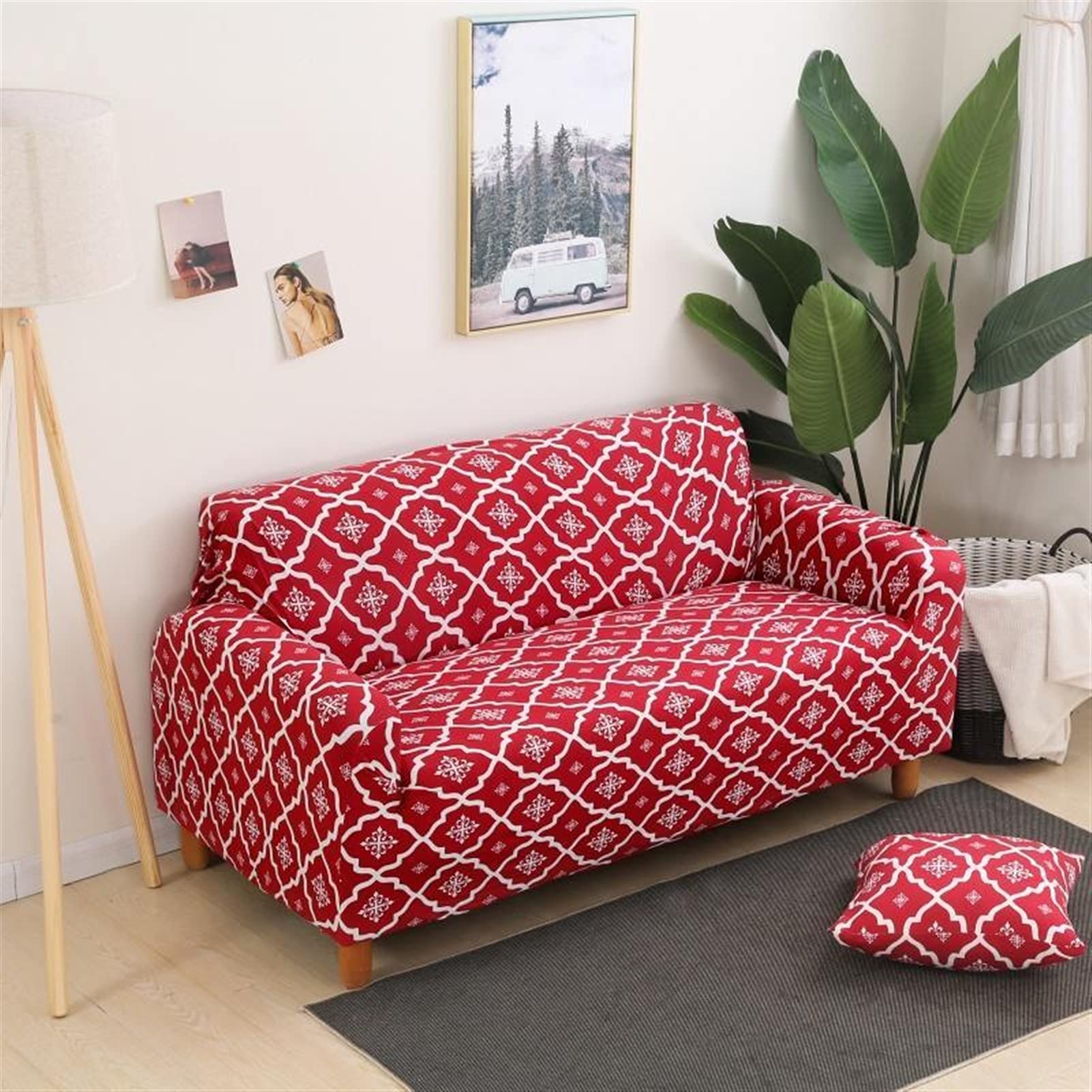 Housse de canapé d'angle en L et fauteuil extensible en spandex doux