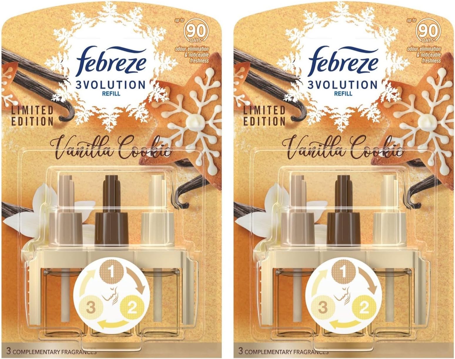 Febreze Ambi Pur 3Volution Air Freshener Plug in Diffuser Refills, Pack of Two, 2 x 20ML Vanilla Cookie Scent