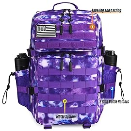 Military Tactical Backpack 45L Large Tactical Backpack for Men, Hiking Rucksack With Bottle Holder (Purple Camo)