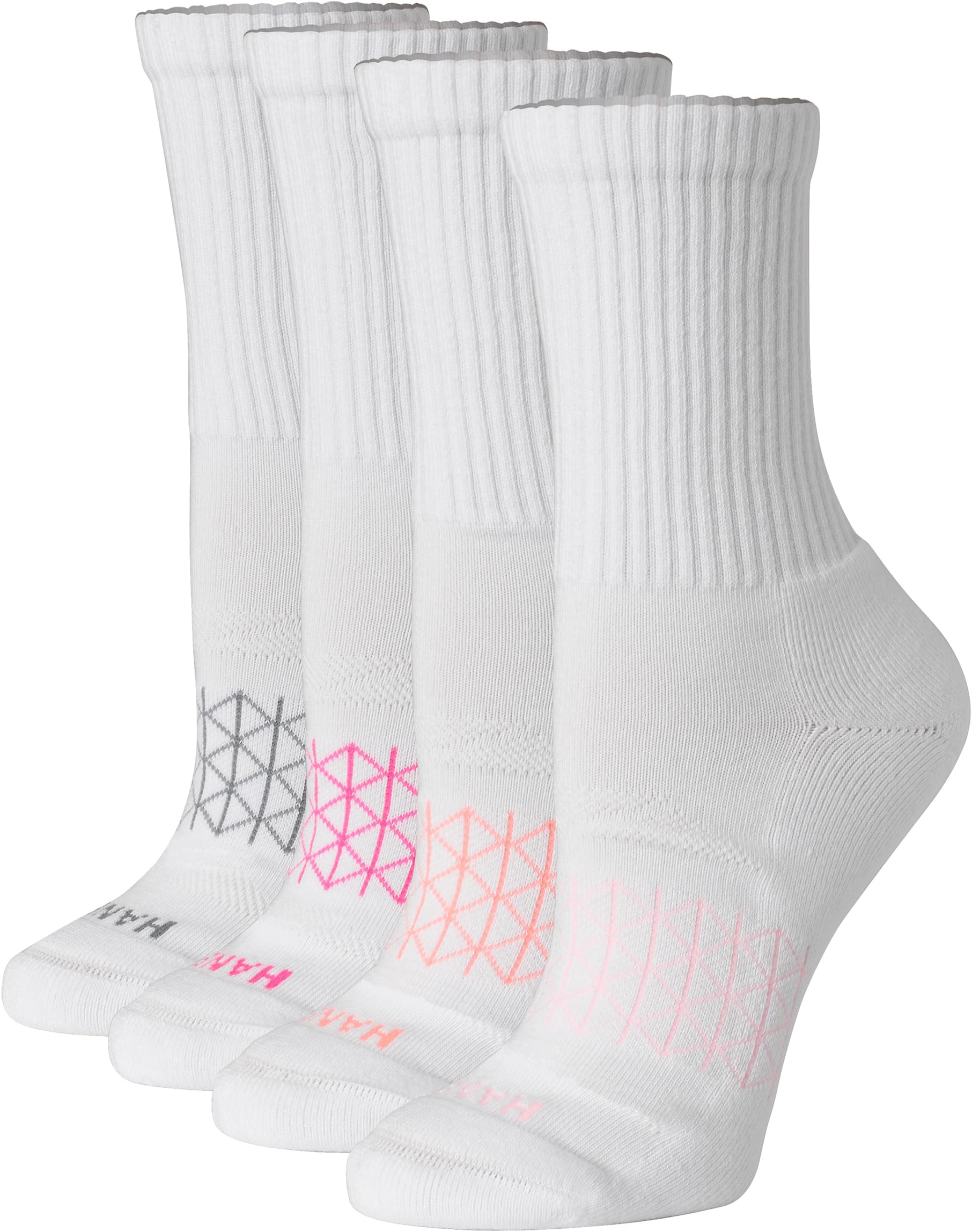 Hanes Women's Cushioned Crew Socks, Absolute Active Crew Socks for Women, Seamless Toe, 4-pairs Socks (pack of 4)