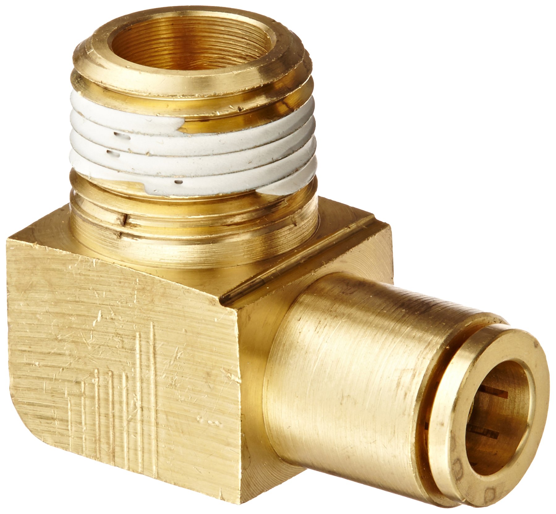 Weatherhead Eaton 1869X6X8 Brass CA360 D.O.T. Air Brake Tube Fitting, 90 Degree Elbow, 1/2" NPT Male x 3/8" Tube OD