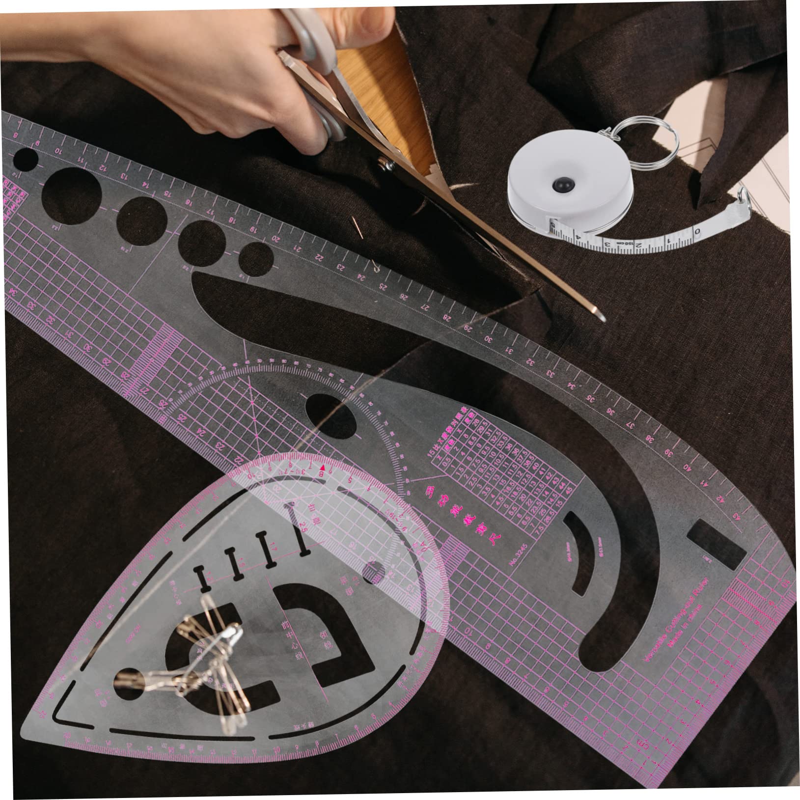 Tofficu Set di 1 Righello Curvo Francese per Sartoria, Pvc Leggero, Misura Precisa, Portatile, per Disegno e Impositione