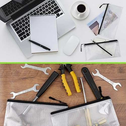 Miniatura 6 de Paquete de 48 bolsas de malla negra con cremallera, pequeñas bolsas transparentes para lápices, 9.2 x 4.7 pulgadas, para almacenamiento de viajes,