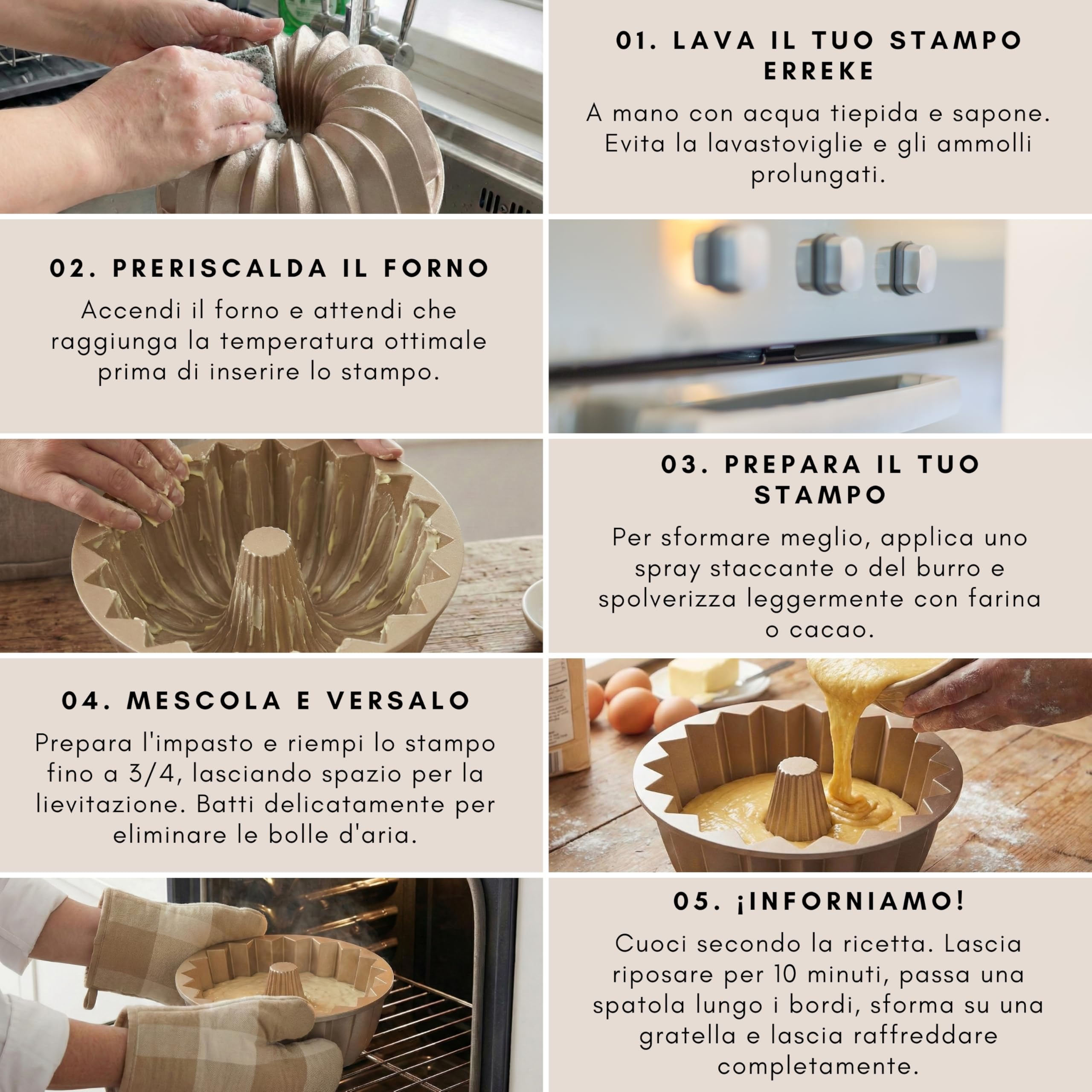 Erreke Stampo Torta Forno, Stampo Ciambella con Doppio Rivestimento Antiaderente, Alluminio Pressofuso Resistente, Savarin Cottura Uniforme, per Pasticceria, Flan, Budino, 24 cm, 2,5 litri, Gleam