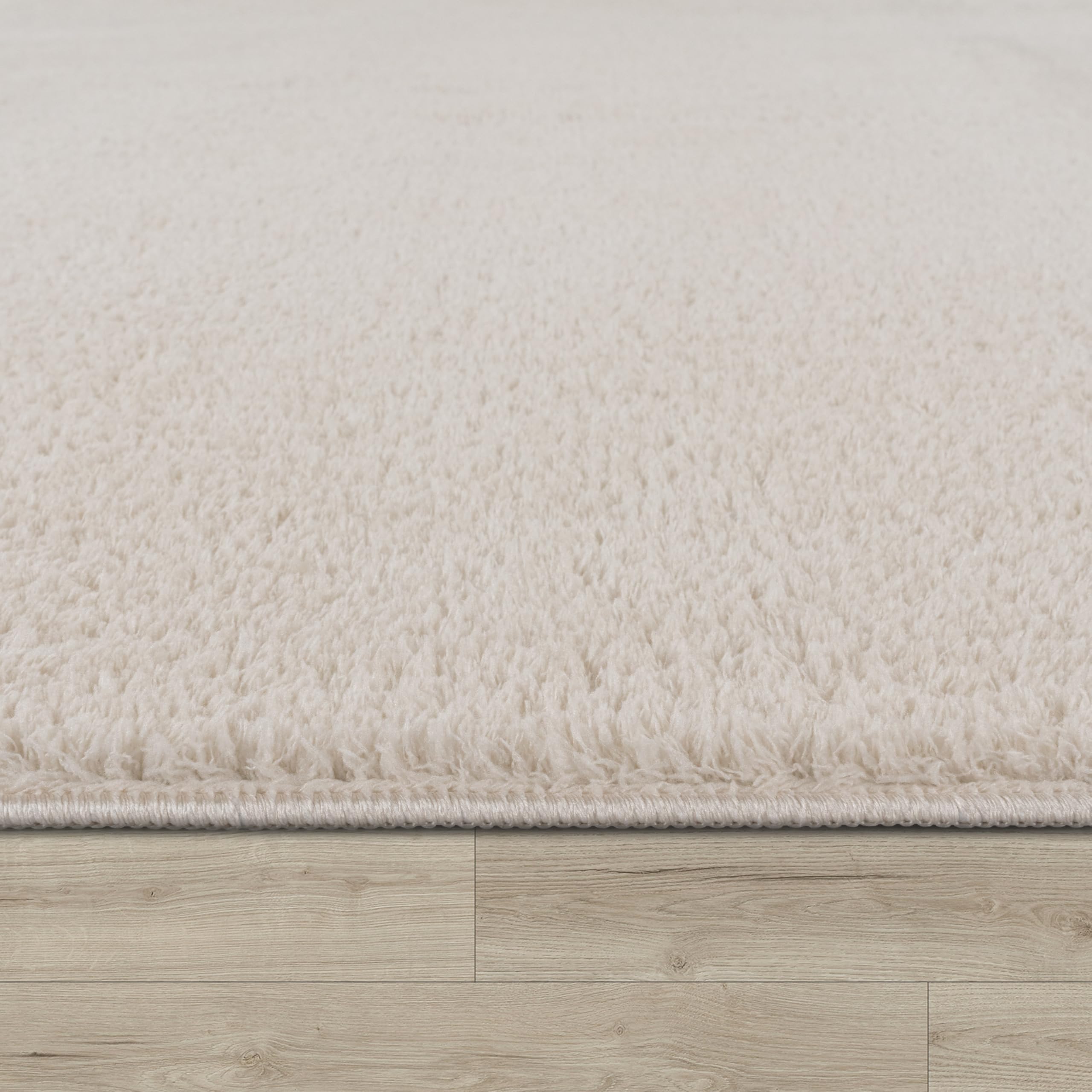 Paco Home Moderner Kurzflor Teppich 160x220 cm Creme waschbar rutschfest