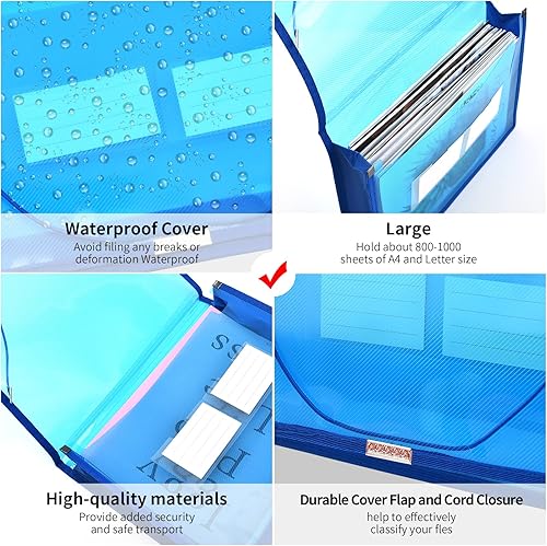 Miniatura 3 de Carpeta de archivos expandible organizador de documentos r con solapa y cierre de cable bolsa de documentos transparente impermeable expansión de 28