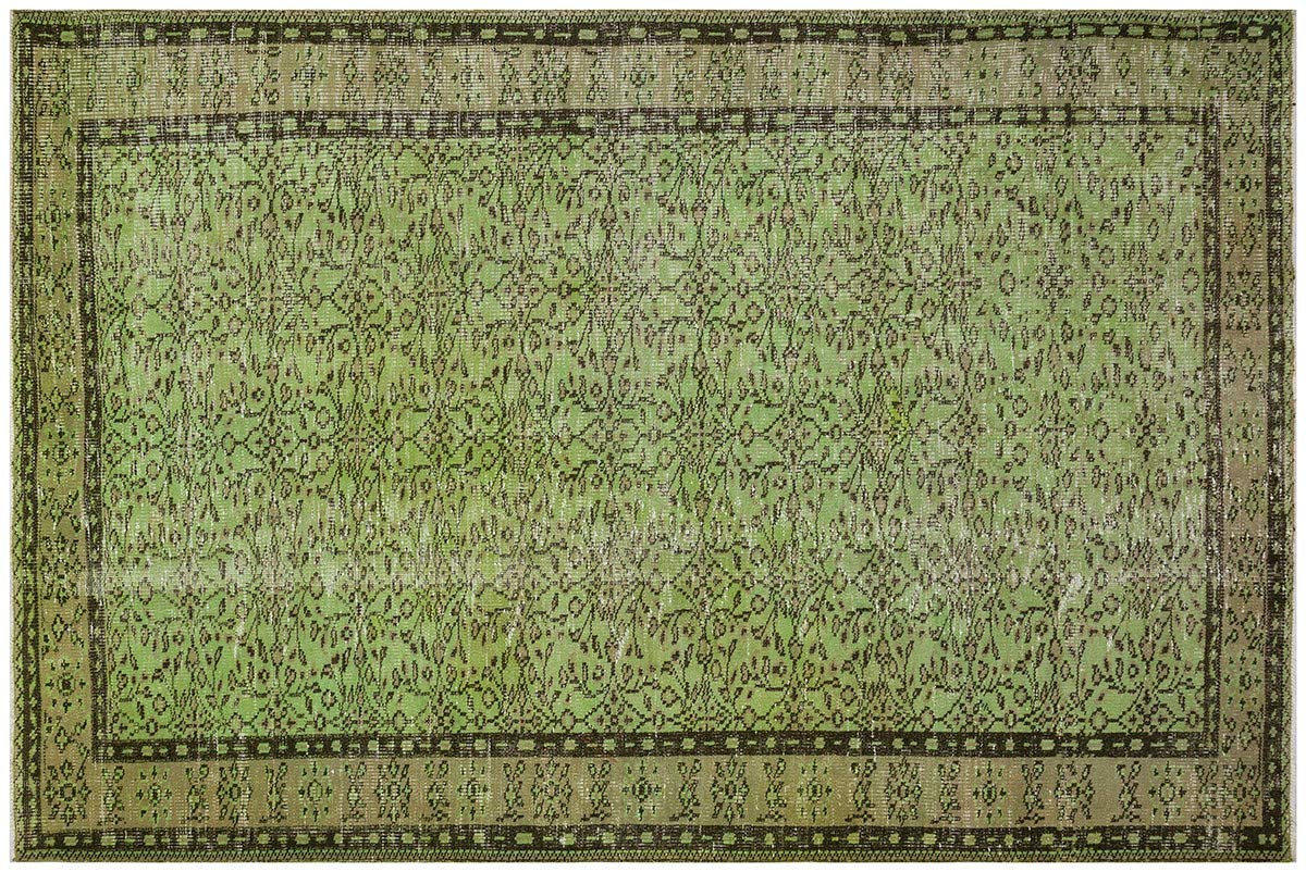 Tapis vintage turc fait à la main vert ALLMODE 175x262 cm