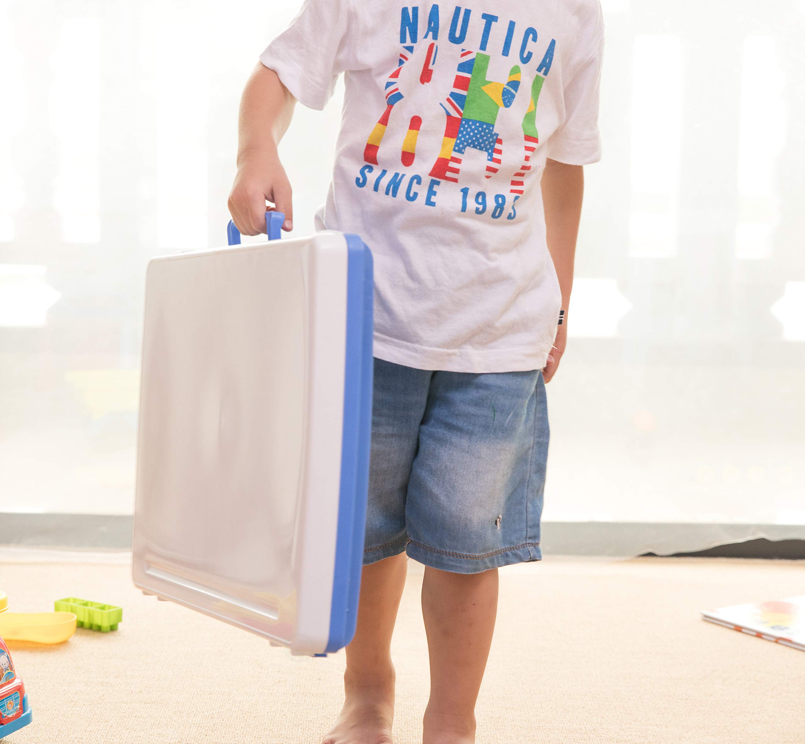 Basicwise QI003430.B - Bandeja de Regazo Plegable para niños, Color Azul y Blanco