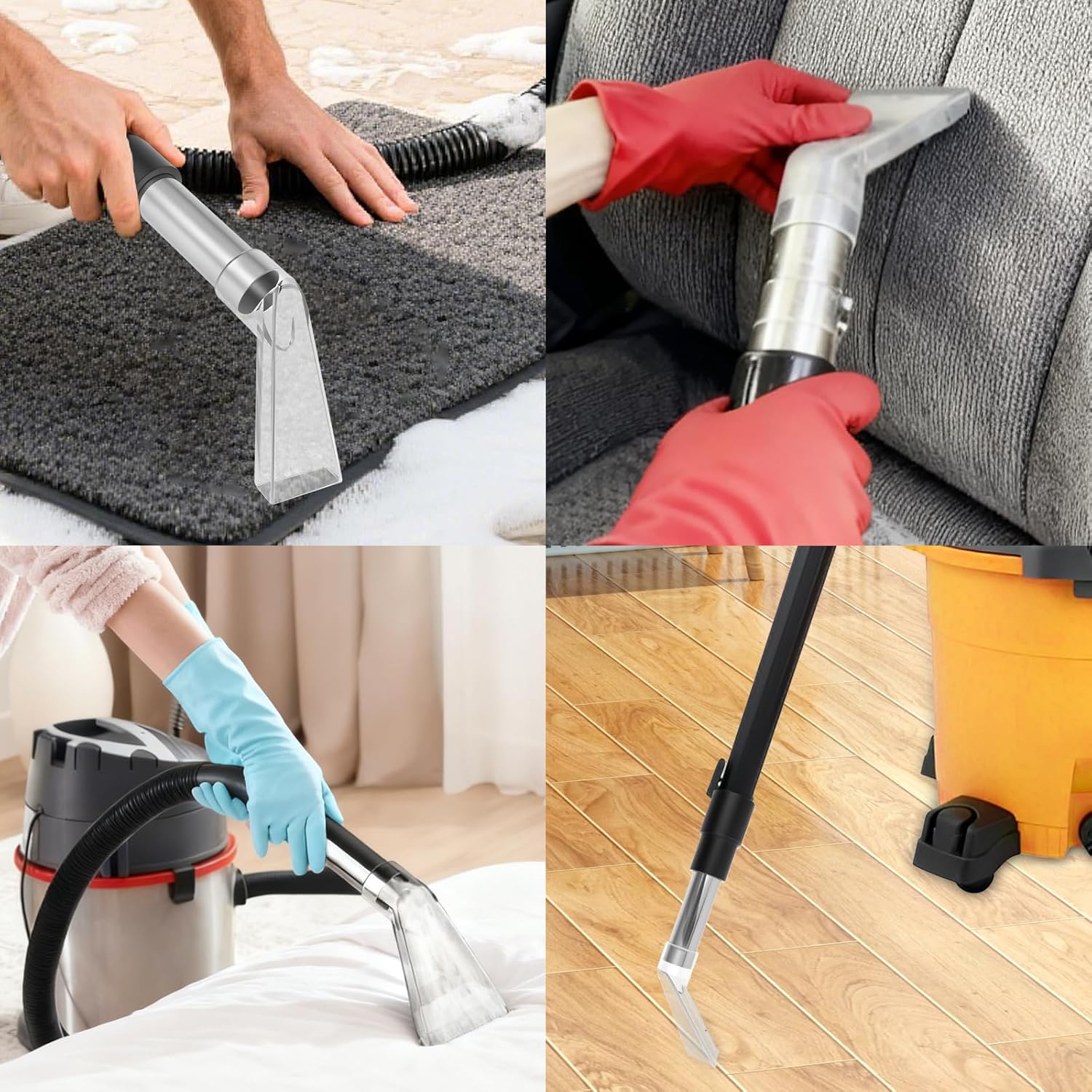Universal Clear Wet Dry Vac Attachments, Compatible with All Shop Vac Extractor Easy Installation Vac Extractor Attachment for 1-1/4" 1-7/8" 2-1/2" Diameter Hose for Carpet Cleaning Auto Detailing