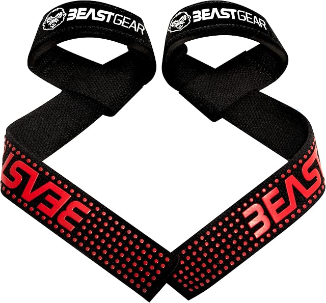 Beast Gear Weight Lifting Straps - Professional, Padded Gym Wrist Straps w/Advanced Gel Grips