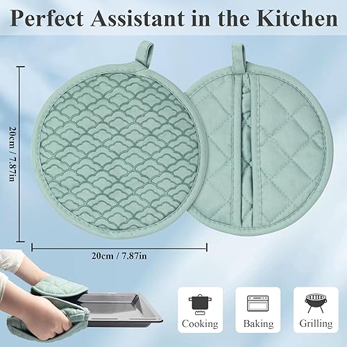 Miniatura 4 de Tuff4ever Manoplas de horno 2 en 1 con agarre de silicona antideslizante, almohadillas calientes resistentes al calor para cocina, hornear, cocinar,