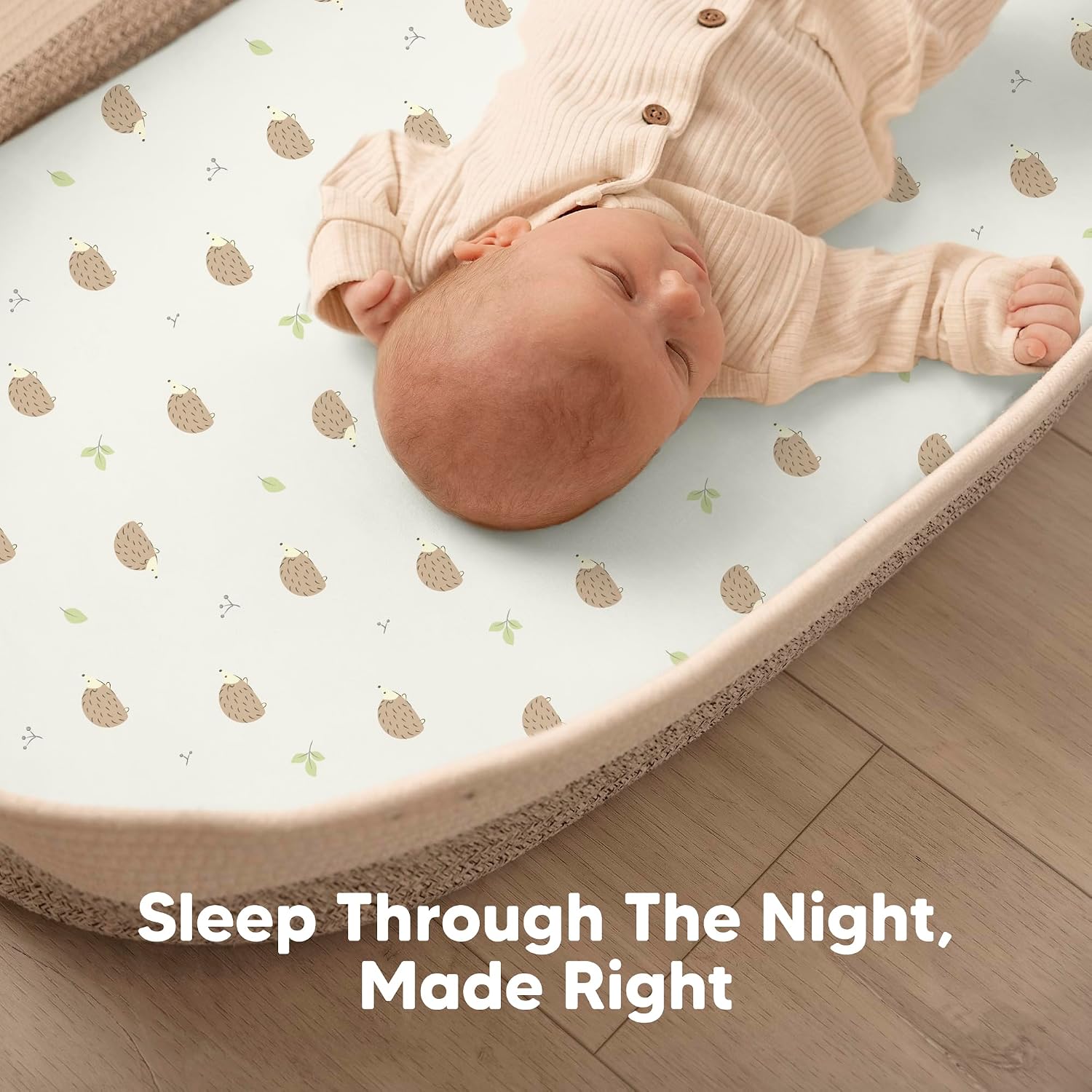 2-Pack Baby Bassinet Sheets Girl, Boy, 33x17 Bedside Sheets (Nibbles/Bruce) | Viscose Derived from Bamboo, Universal Fitted Bassinet Sheet, Compatible with Halo Bassinest Sleeper, Baby Delight, Graco thumbnail