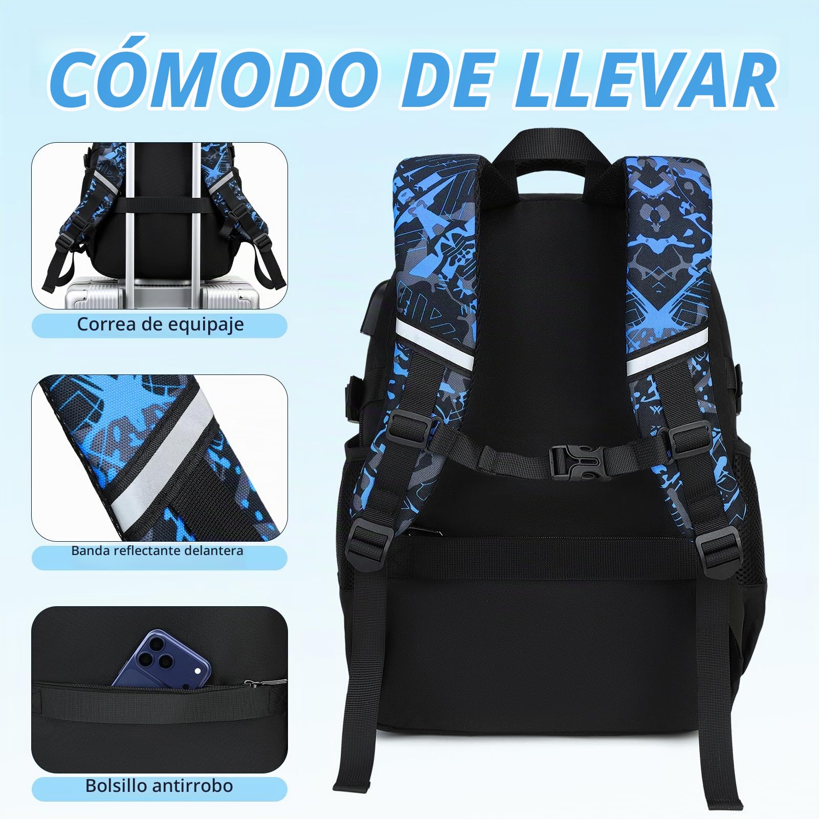 Mochila Escolar Niño con Estuche, Diseño Fluorescente