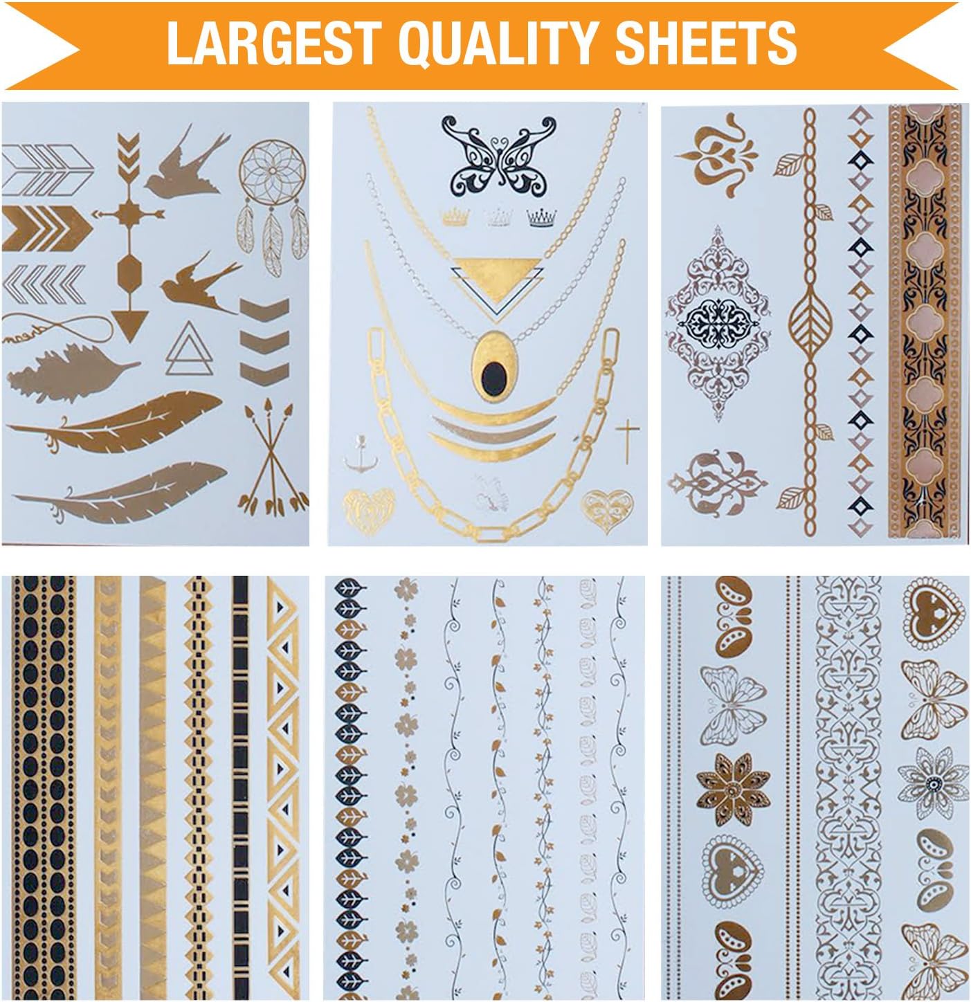 Glitz by Mottos Temporary Metallic Jewelry Tattoos, Elegant Collection