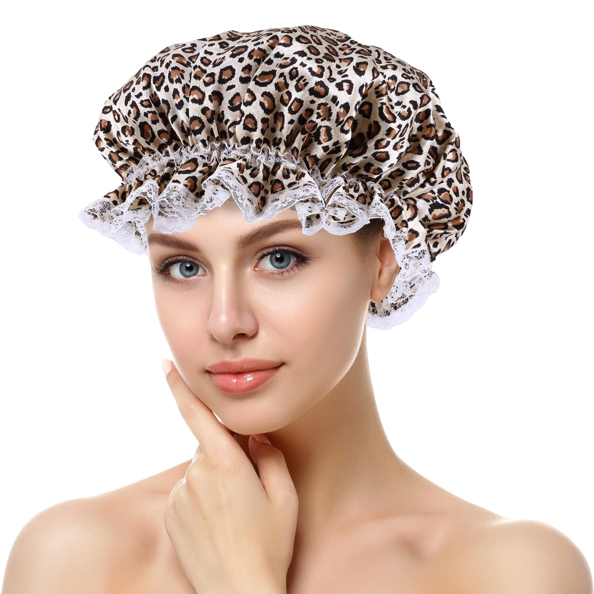 ZLYC Mulberry Silk Sleeping Bonnet for Women Hair Night Sleep Cap with Elastic Band(Leopard Print),One Size