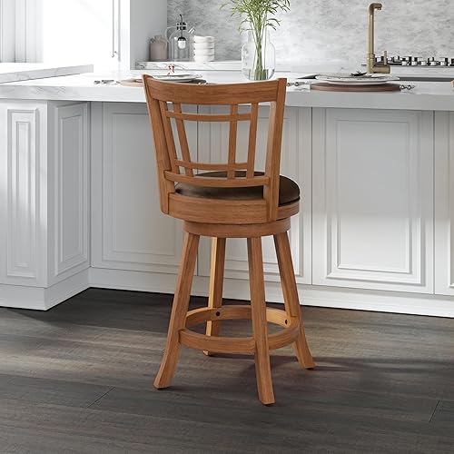 Miniatura 14 de Hillsdale Fairfox - Taburete de altura de mostrador giratorio de 24.5 pulgadas de madera, roble Roble,Negro -,Cepillo de alambre azul,Natural,Blanco