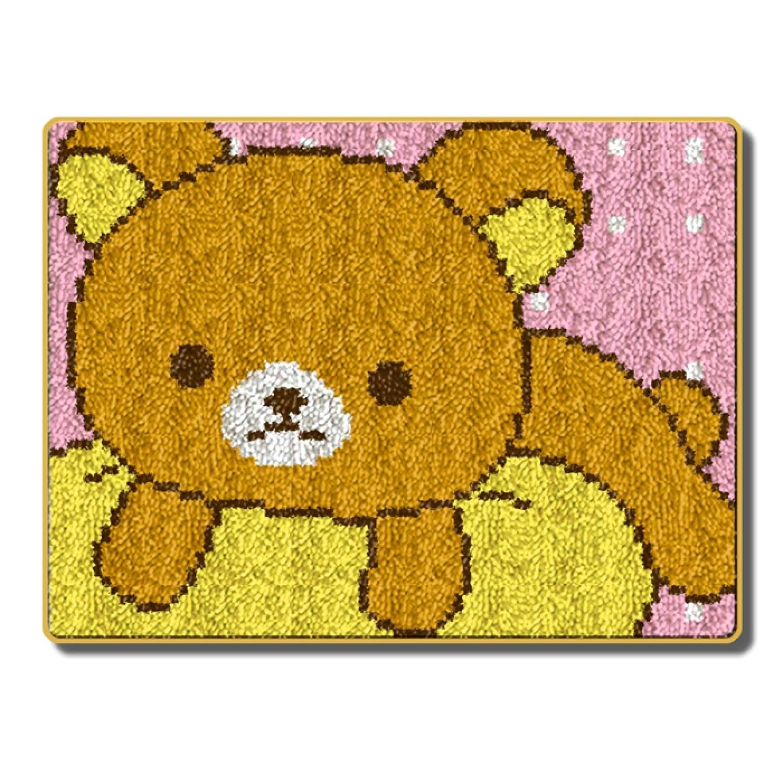 MJMJ Latch Hook Kits for Adults,Latch Hook Craft Kits,Rug Kits DIY Crochet Yarn Rugs Hooking Craft Kit,Carpet Embroidery Cross Stitch Crafts Rug Home Decor Festival Giftv-Rilakkuma 52x38cm