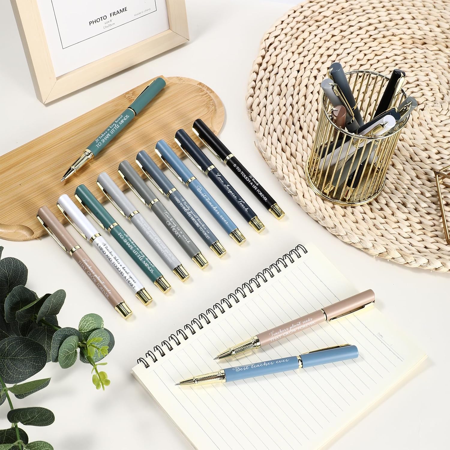 Kosiz 50 Pcs Teacher Appreciation Gifts Bulk Inspirational Thank You Teacher Pen for Men Women from Students Black Ink Retractable Ballpoint Gift for School(Rich Colors)