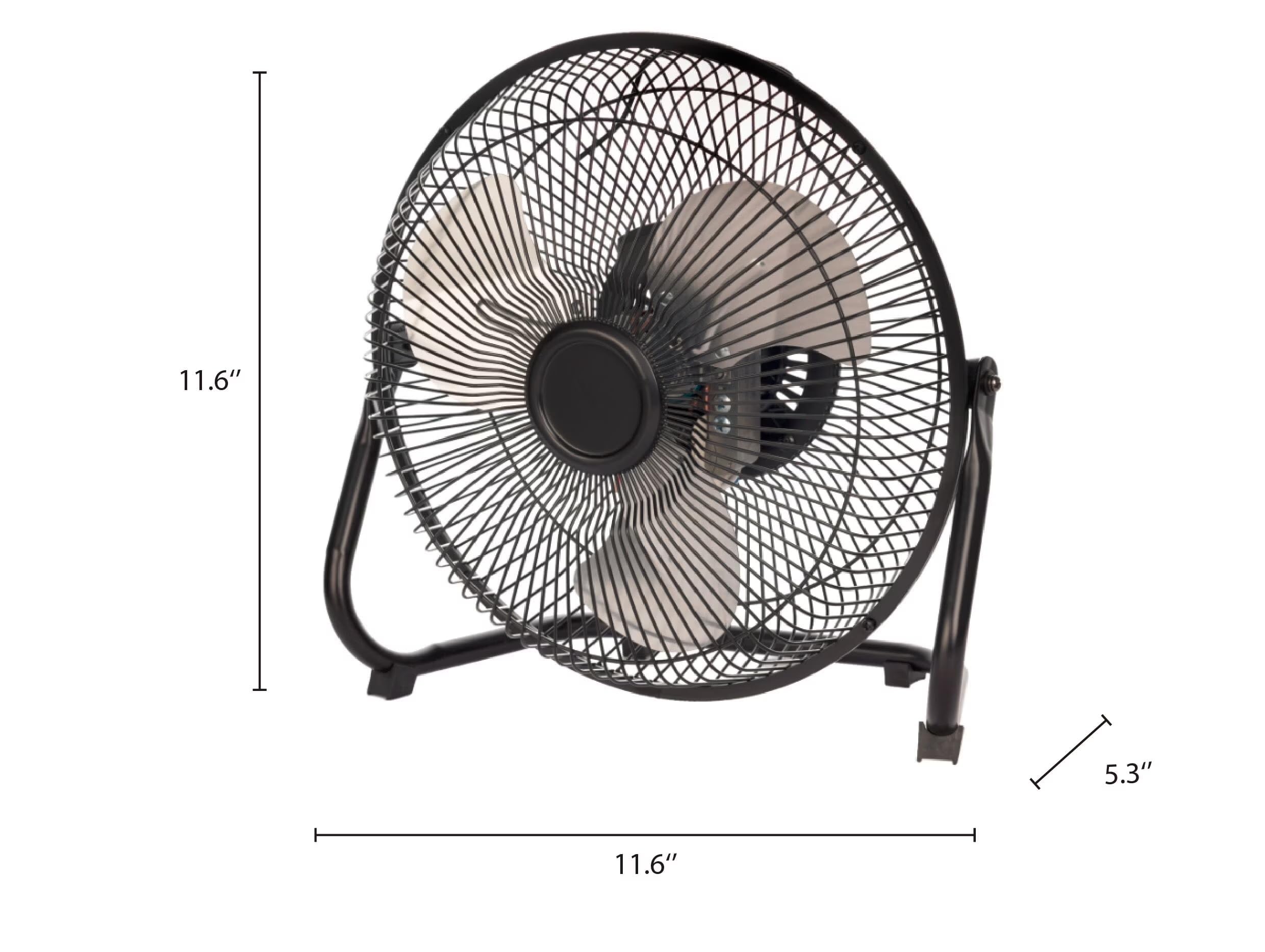 Ventilador de piso de alta velocidad, metal de 9 pulgadas, montaje en pared, portátil, 3 ajustes de velocidad, cabezal inclinable, flujo de aire de 770 CFM para uso doméstico u oficina