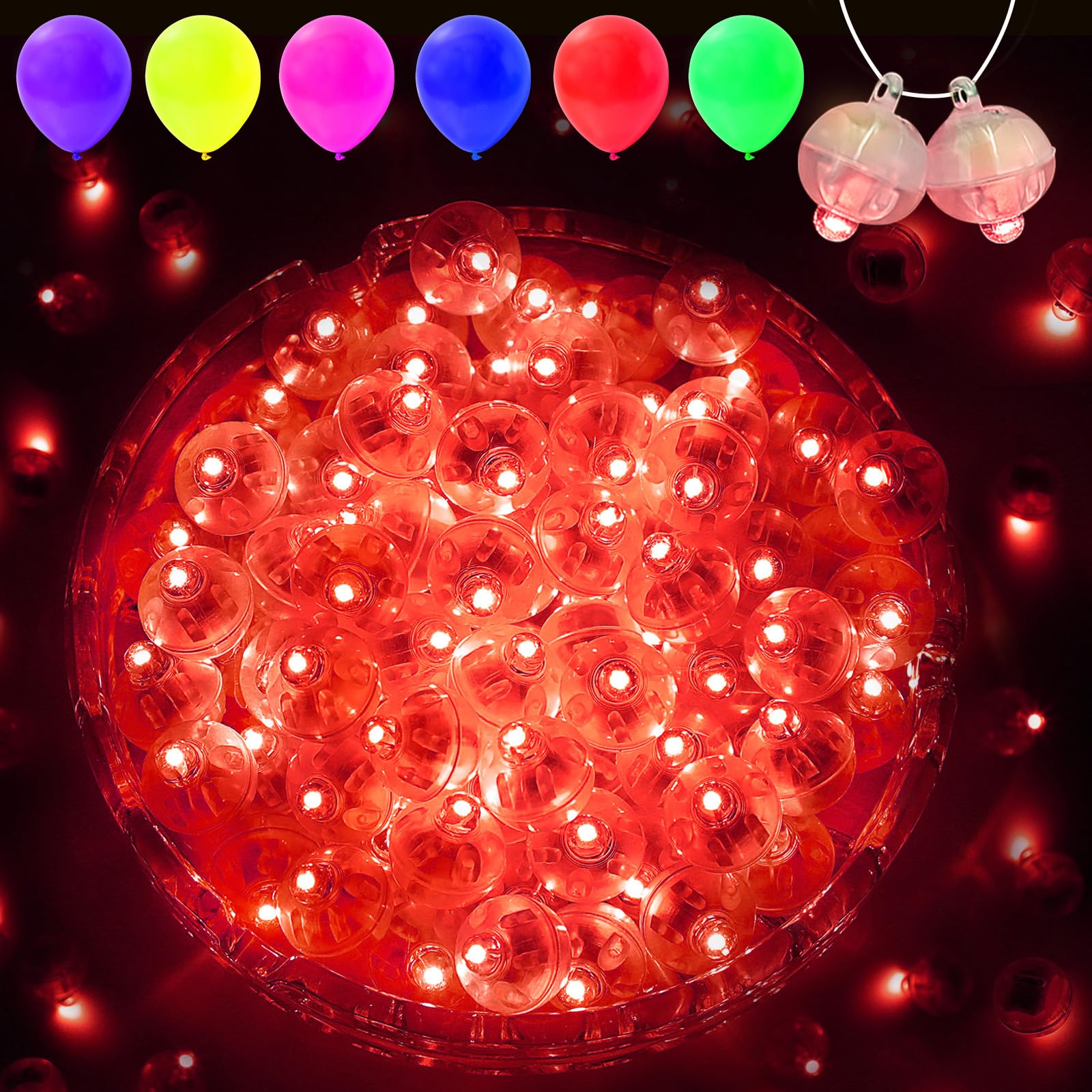 pozzolanas 100PCs Mini Led Lights with Hook, Waterproof Round Tiny Led Light for Party Decorations Neon Light for Birthday Party and Wedding Decoration, Red