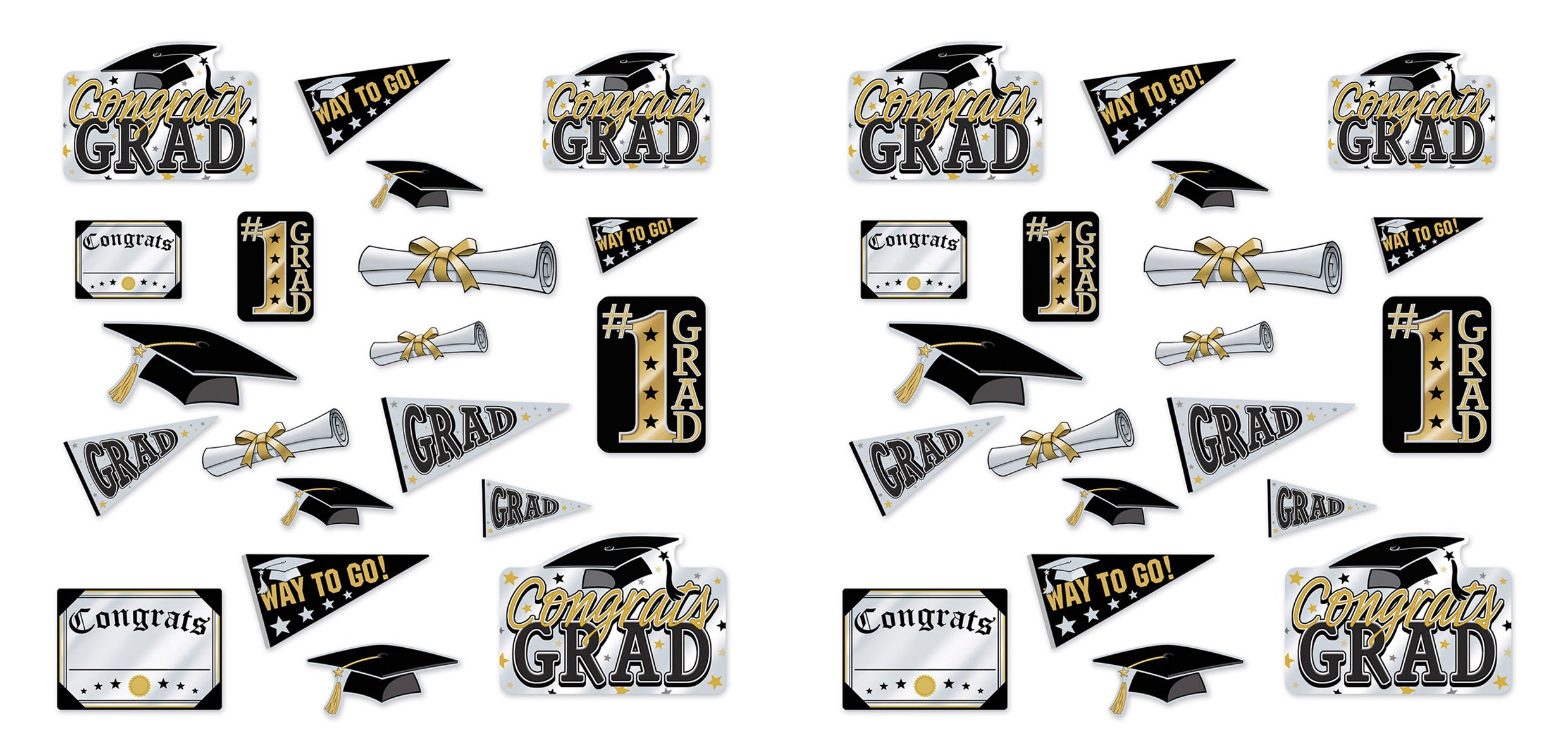 Beistle40Piece Graduation Cutouts, 6" to 13", Multicolored