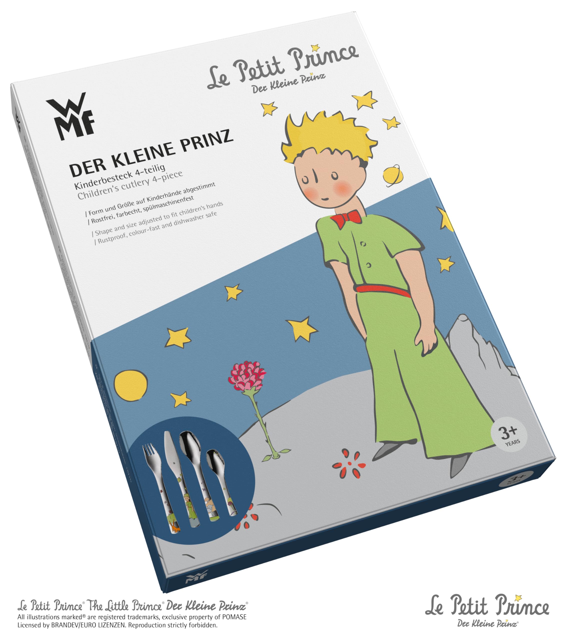 Posate per bambini WMF Il Piccolo Principe con incisione del nome - bellissimo set di posate per bambini - regali di battesimo personalizzati con incisione, idee regalo per bambine e bambini dai 6 ann