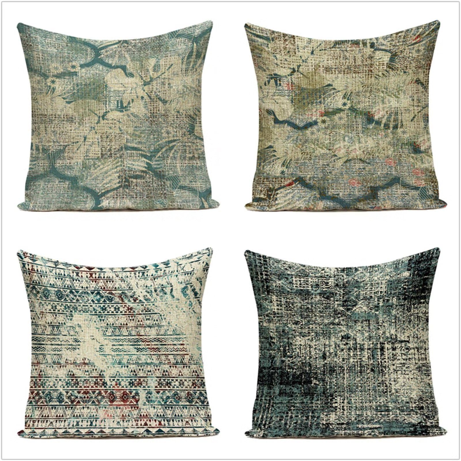 Kissenbezug 65x65cm 4er Set,Retro-Abstraktion Dekoration Kissenbezüge Outdoor kissen Samt Dekokissen mit Verstecktem Reißverschluss für Schlafzimmer Sofa Stuhl Bett Garten Cafe Haus Dekoration YG1143
