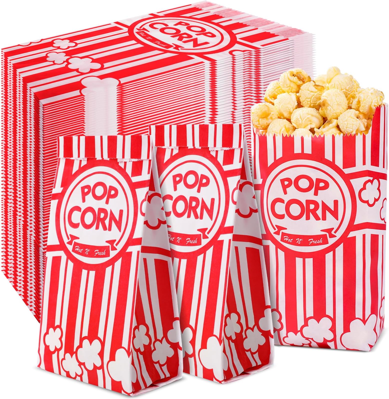 VOISEN Paper Popcorn Bags,400 Pack 1oz Popcorn Bag Individual Servings, Pop Corn Bag Bulk for Poporn Machine,Movie Nights Pop Corn Bags