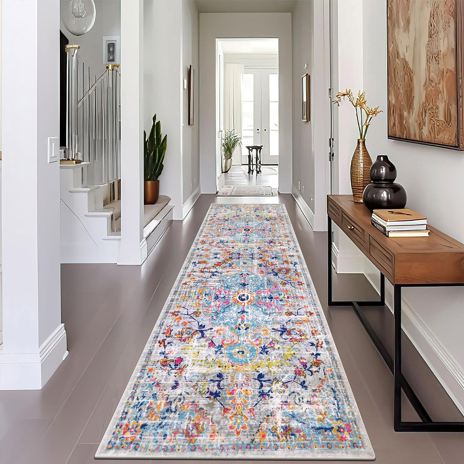SHACOSHallway Runner Rug Non Slip 66x213cm Carpet Runners for Hallways Long Hall Rug Washable Distressed Kitchen Runner Mat Low Pile Floor Runners for Hallway, Entryway, Bedroom, Laundry RoomOEKO-TEX STANDARD 100