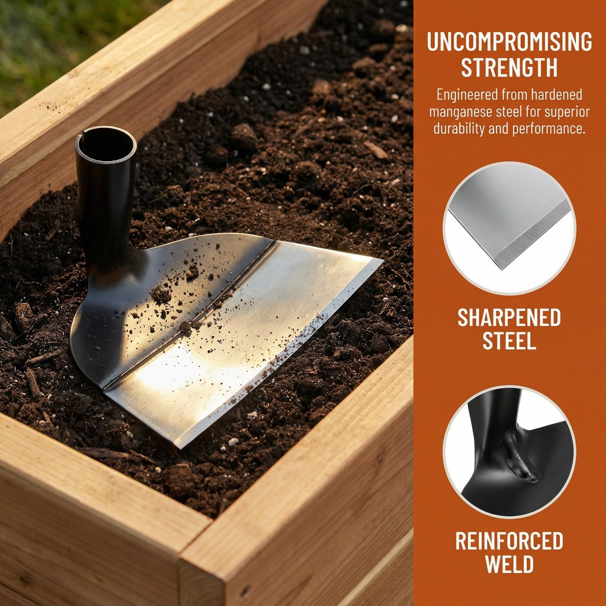 Toddmomy Houe de Jardin en Acier Résistante à L'impact et Dureté Élevée sans Manche, Outil de Désherbage Binage Jardinage Maraîchage