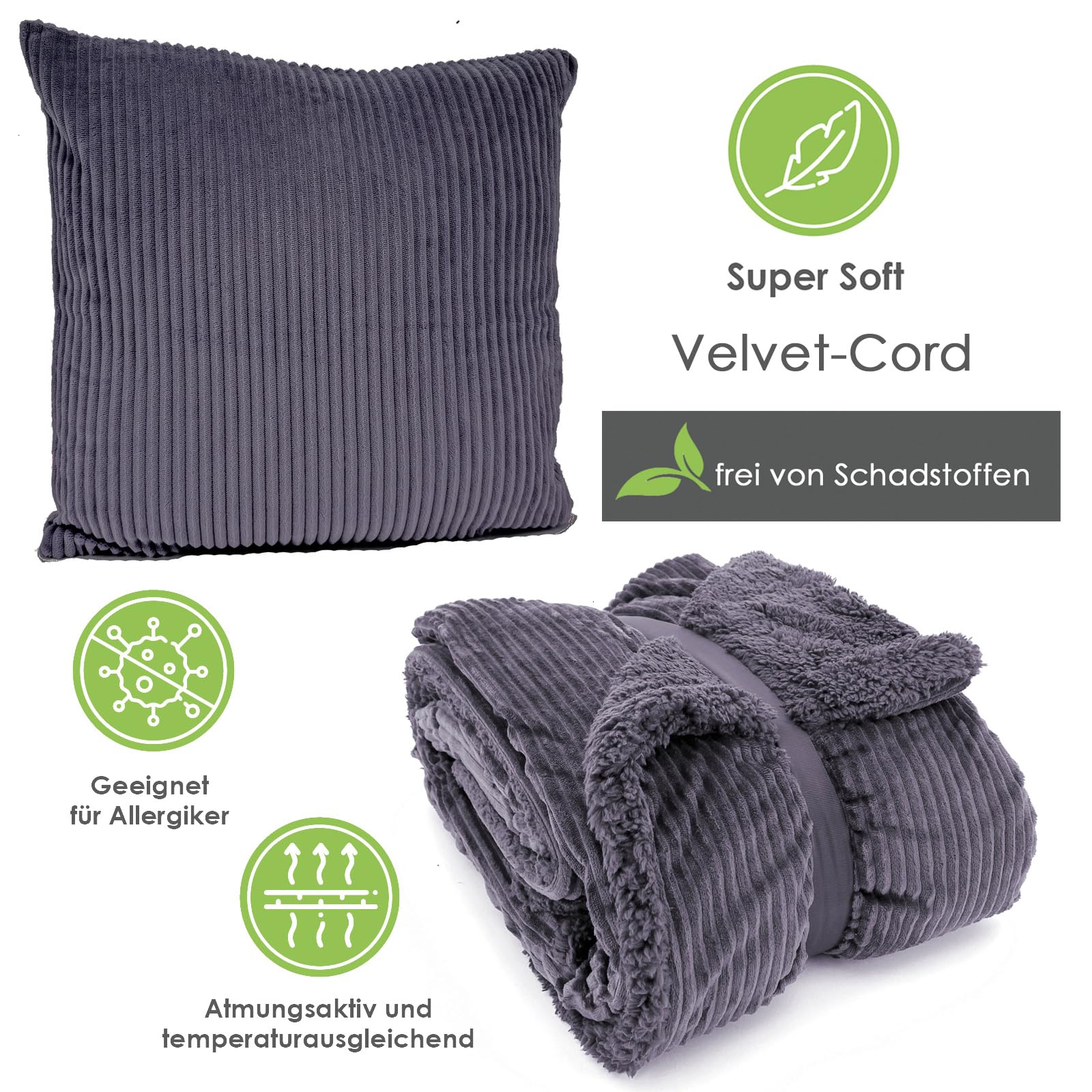 Heimtexland Coperta Morbida XL 200x150 Cm: Plaid In Peluche Sherpa Con Stelle, Grigio, Certificata Oeko-Tex, Perfetta Per Divano E Letto - 2