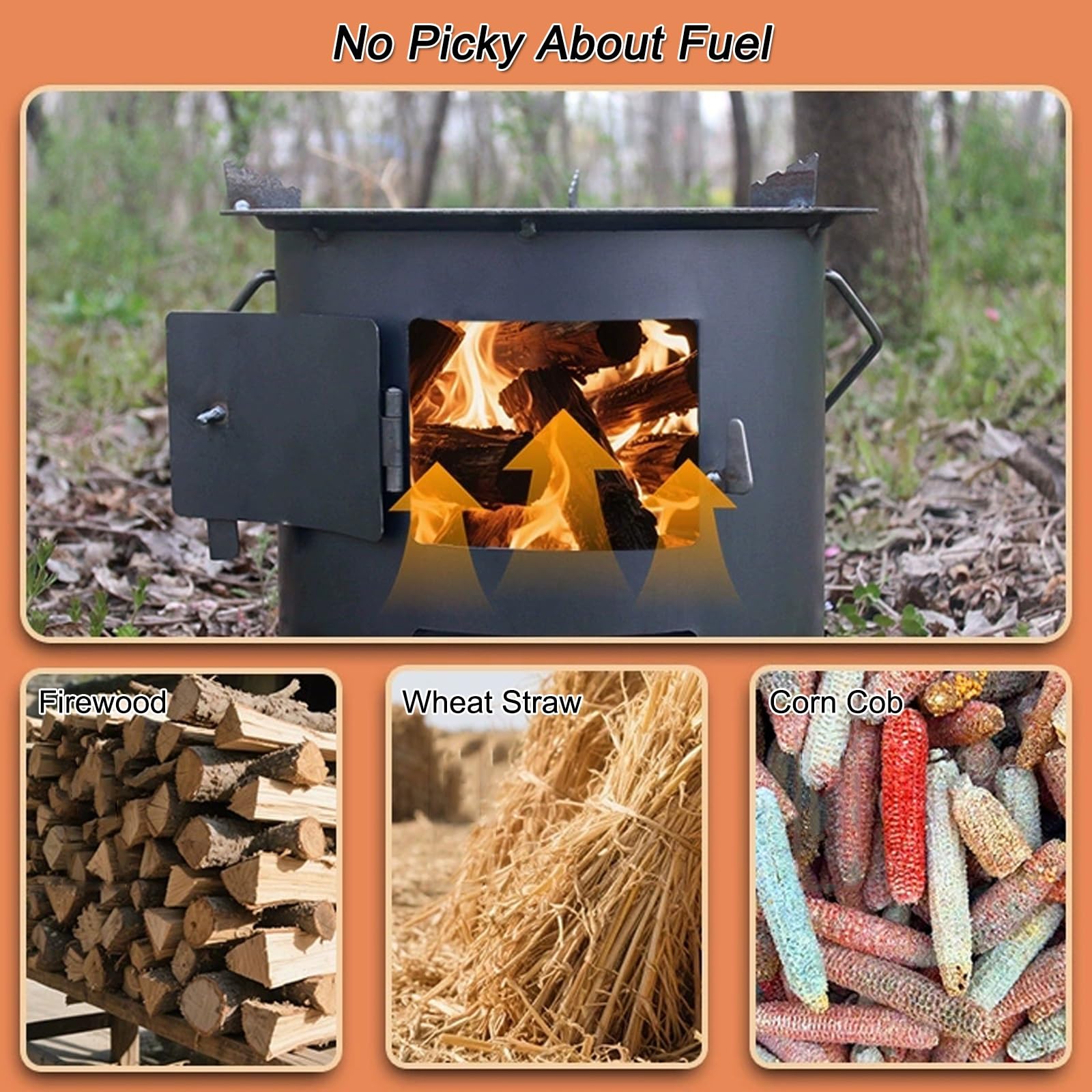 Stufa a Legna Portatile, Stufe a Legna da Campeggio per Cucinare, Barbecue e Riscaldamento, Design in Acciaio Resistente per Campeggio, Escursionismo e Uso di Emergenza(27cm/10in)