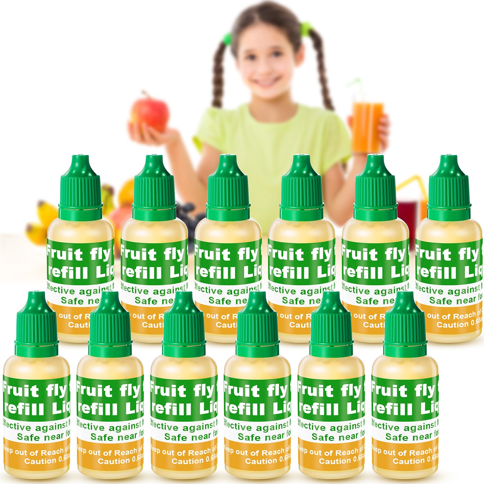 Sponsored Ad - Qualirey 12 Pack Fruit Fly Trap Refill Liquid, 0.68oz Per Bottle Liquid Fruit Fly Traps for Indoors, Non Toxic Bait Safe Near Pets, Food and Kids, Lure Refill for Home Kitchen