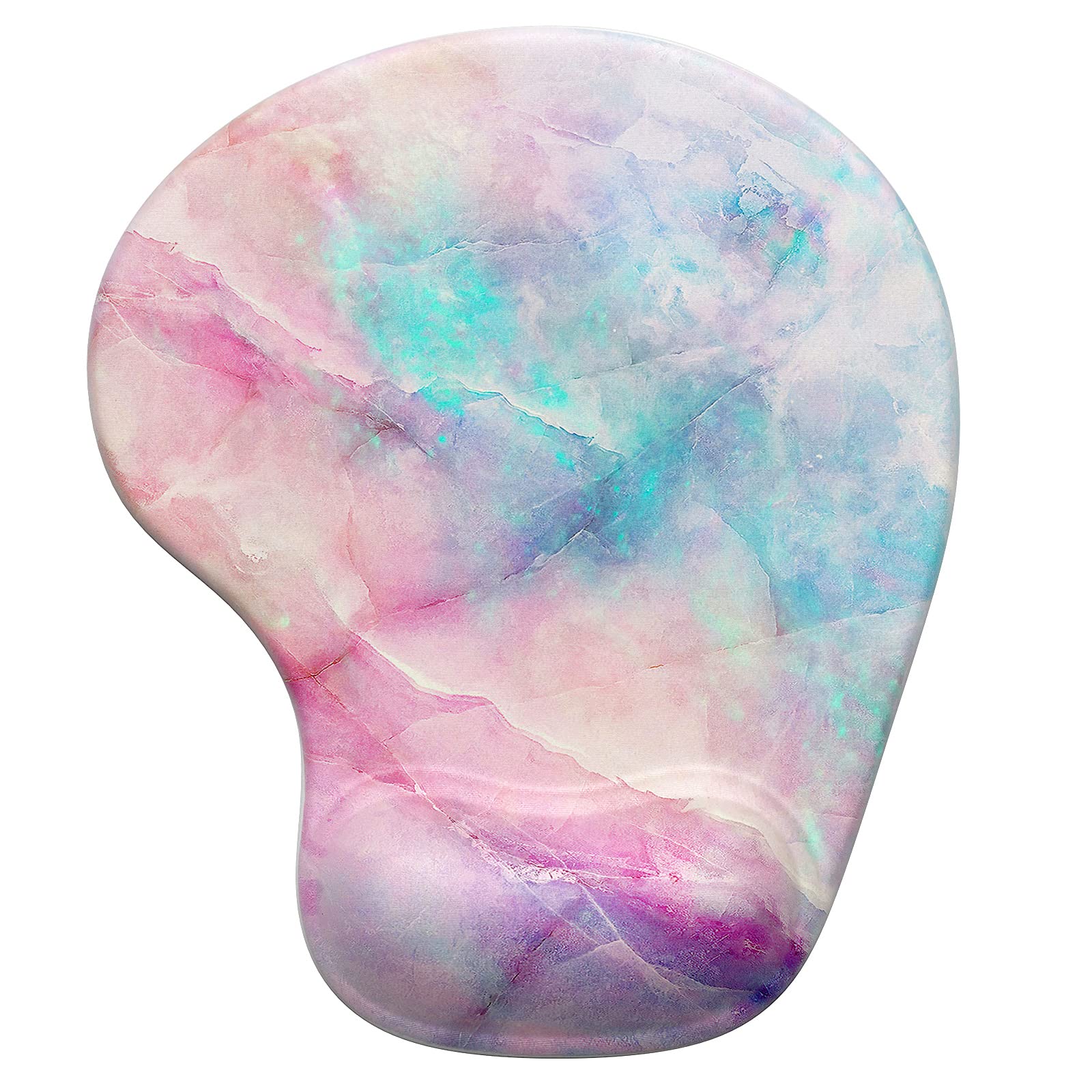 Hsurbtra Ergonomic Mouse Pad with Wrist Rest Support, Gel Mouse Pads with Non-Slip PU Base, Pain Relief Memory Foam Computer Mat, Cute Office Supplies Desk Decro Accessories, Colorful Marble