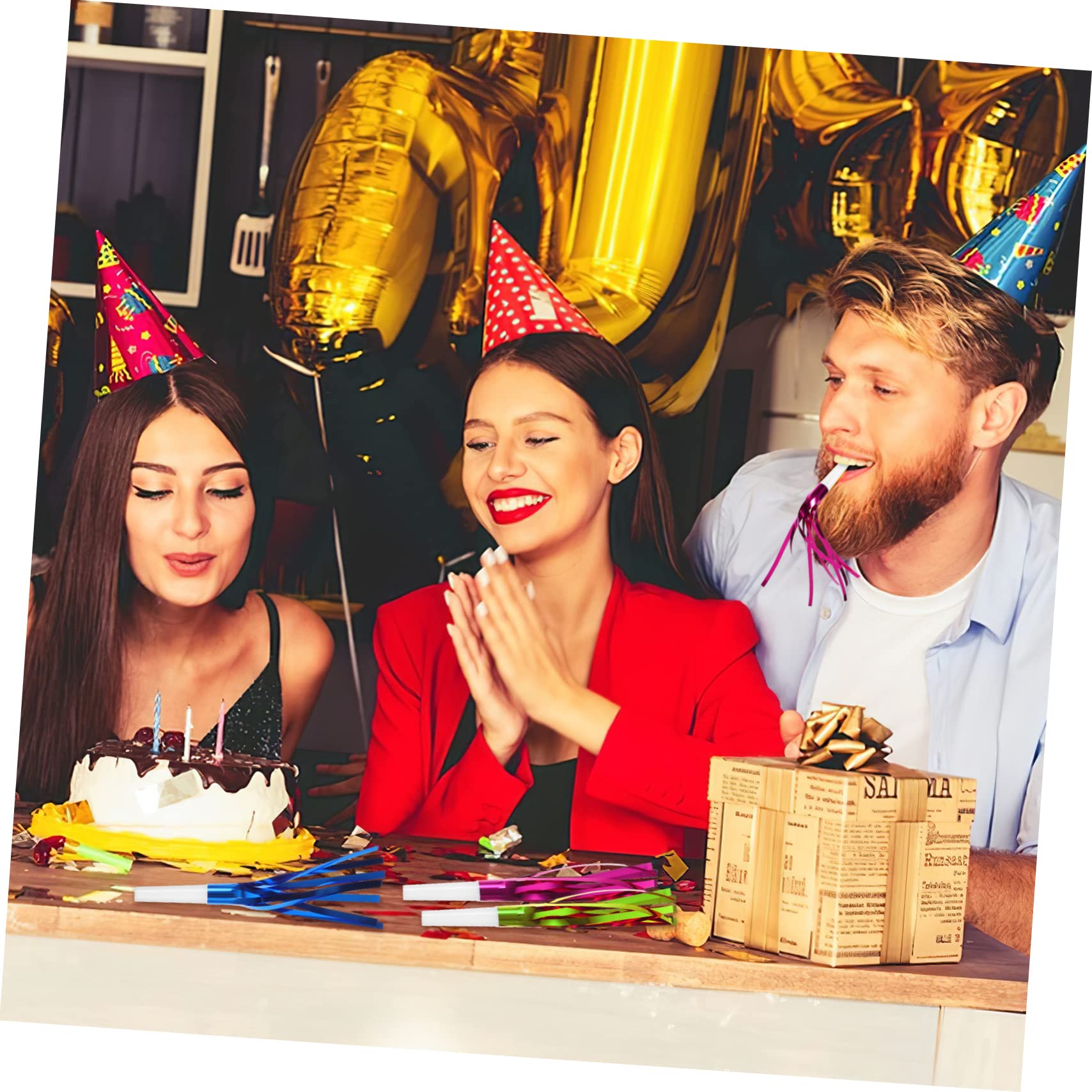 HANABASS 24Pcs Party Blowers with Tassels Creative Whistles for Vibrant Party Favors for Birthday Holiday Sports Events and Outdoor Activities