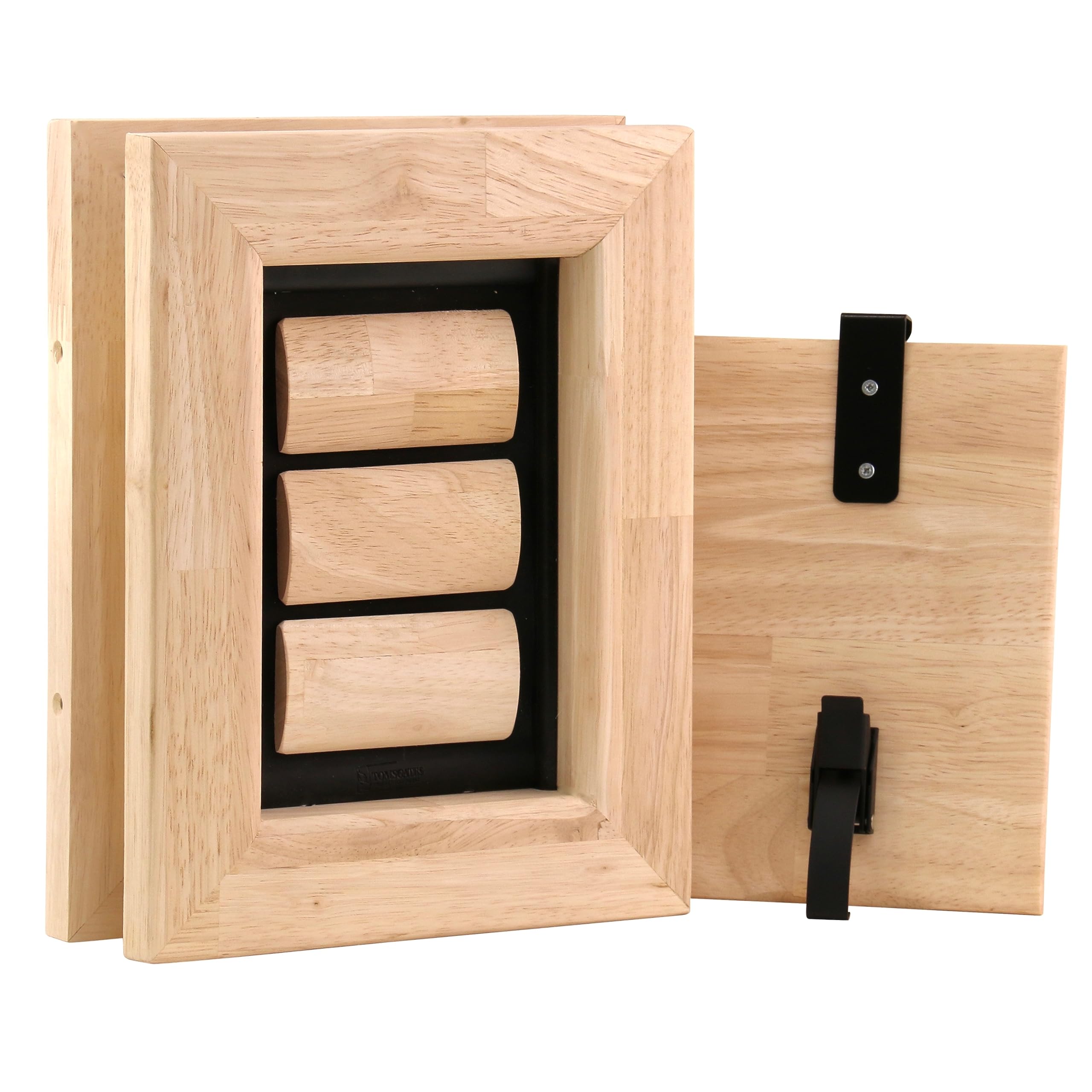 Tomsgates Felix Puerta para Gatos, Gatera de Madera con Tapa para Gatos y Perros Pequeños, Puerta para Gatos de Madera con Acabado Natural para Uso en Interior y Exterior, 12 x 18 cm