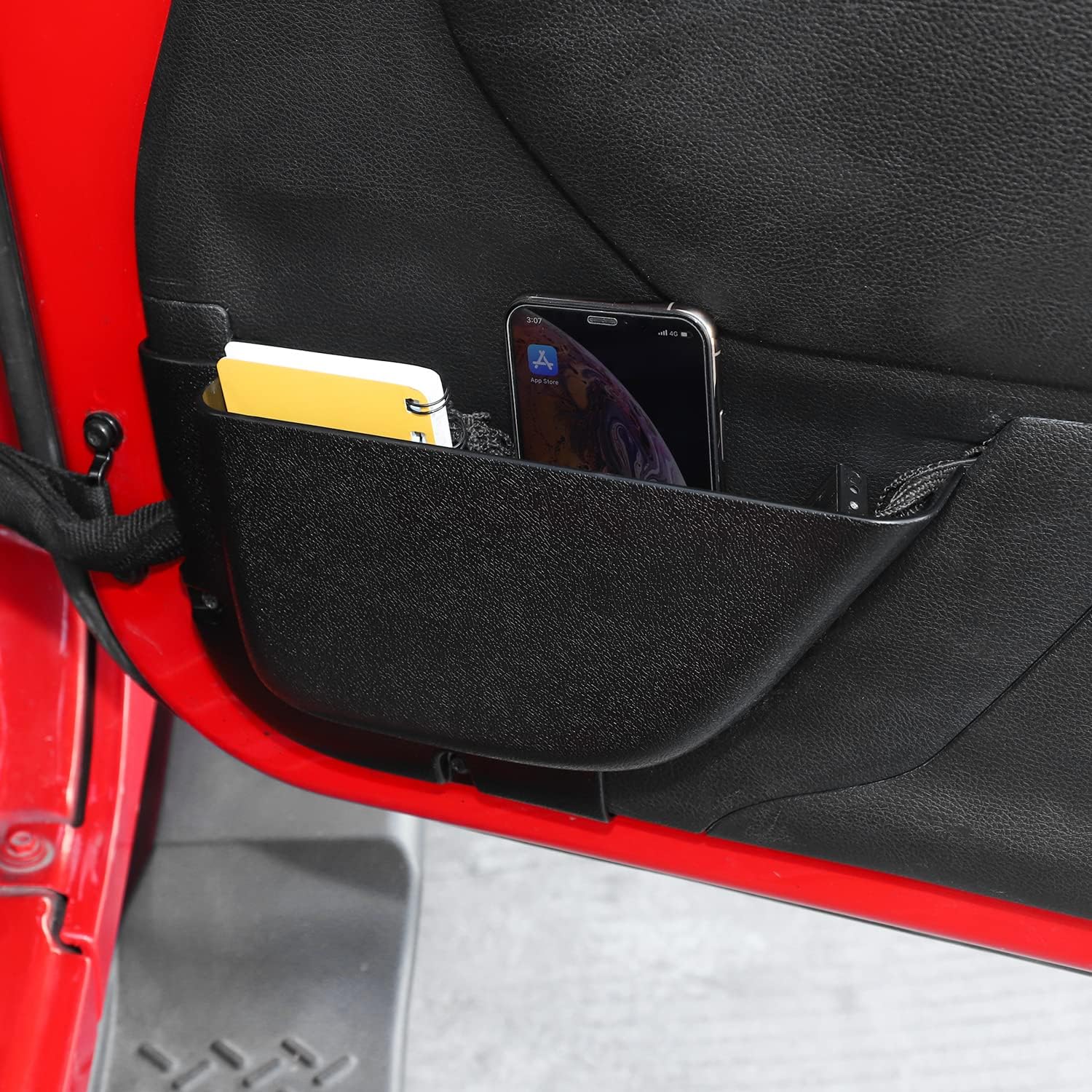 Hoolcar Front Door Storage Pockets, Door Side Insert Organizer Box Door Net Pocket Replacement for 2011-2018 Jeep Wrangler JK JKU, Interior Storage Expansion Accessories, Black, 2PCs