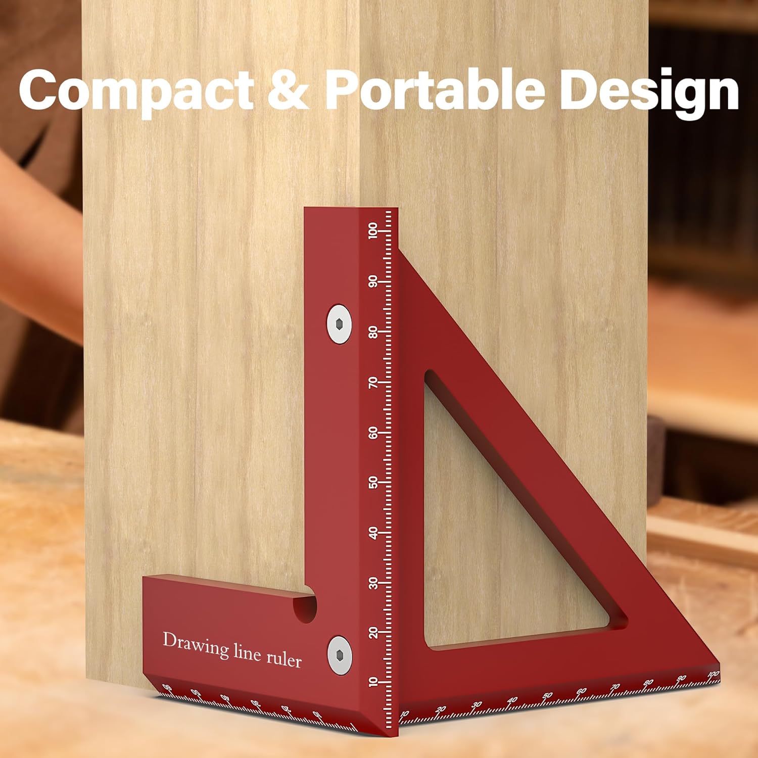 Premium Aluminum Alloy 3D Measuring Ruler, 45/90 Degree Square Protractor, Line Ruler, Miter Triangle Woodworking Tool
