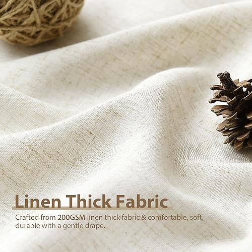 Miniatura 2 de Cortina de ducha de lino natural con 12 ganchos de metal, moderna, bohemia, neutra, gruesa, impermeable, decoración de baño, cortina de ducha beige